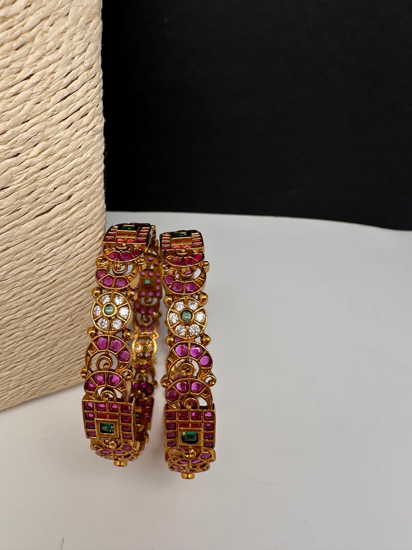 Matte Kempu CZ Bangles - 2.8