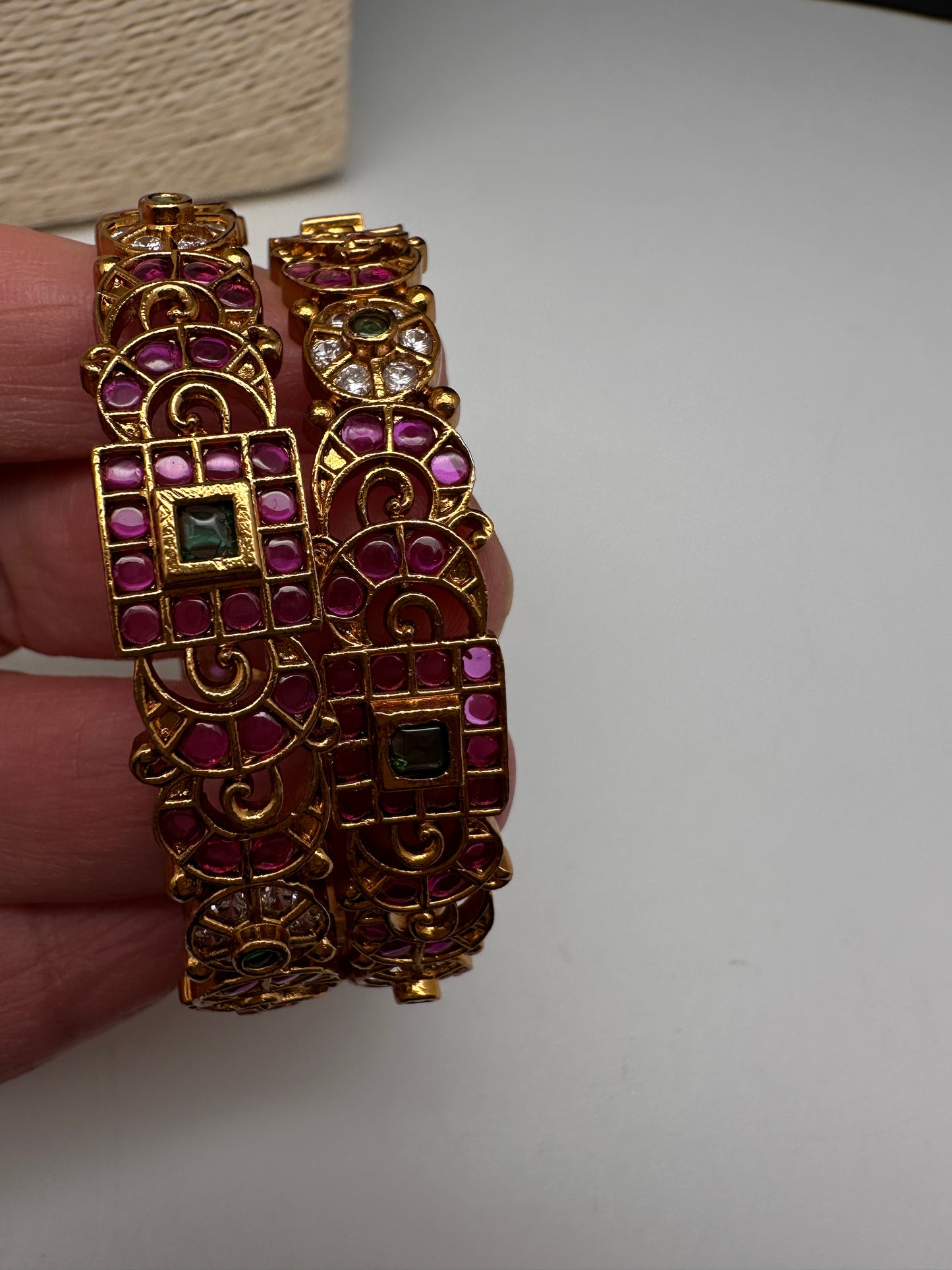 Matte Kempu CZ Bangles - 2.8