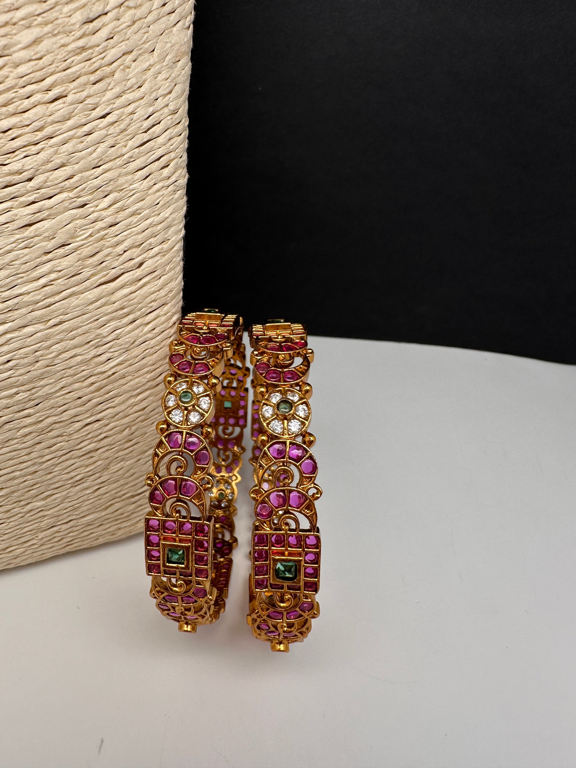 Matte Kempu CZ Bangles - 2.8