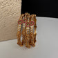 CZ Floral Elephant  Set of 4 Bangles - 2.8