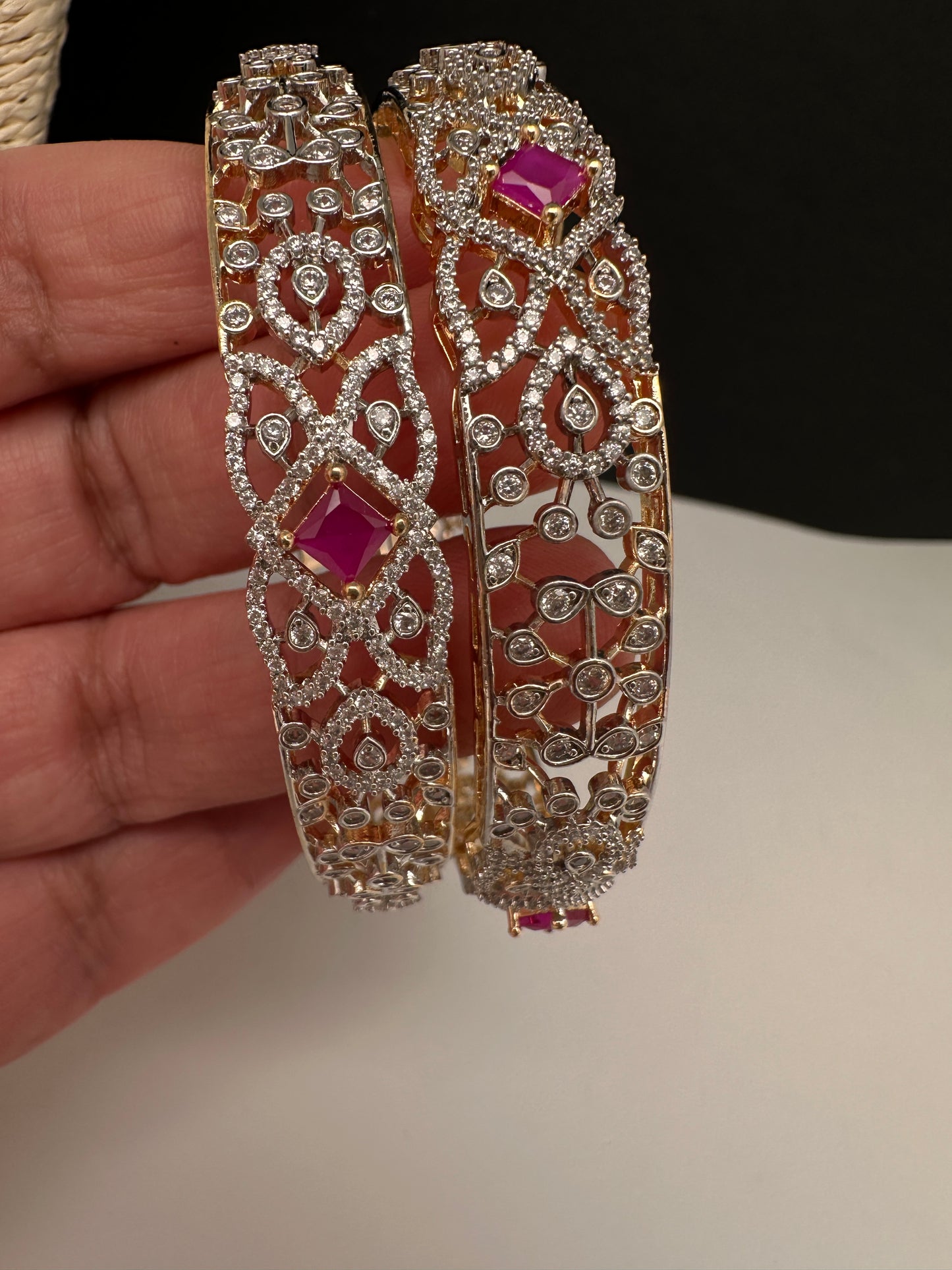 AD Ruby Diamond Bangles - 2.8