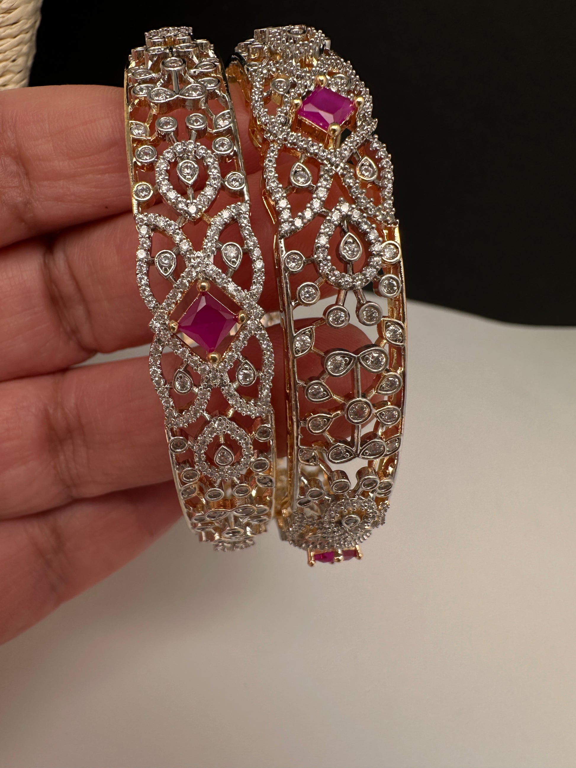 AD Ruby Diamond Bangles - 2.8