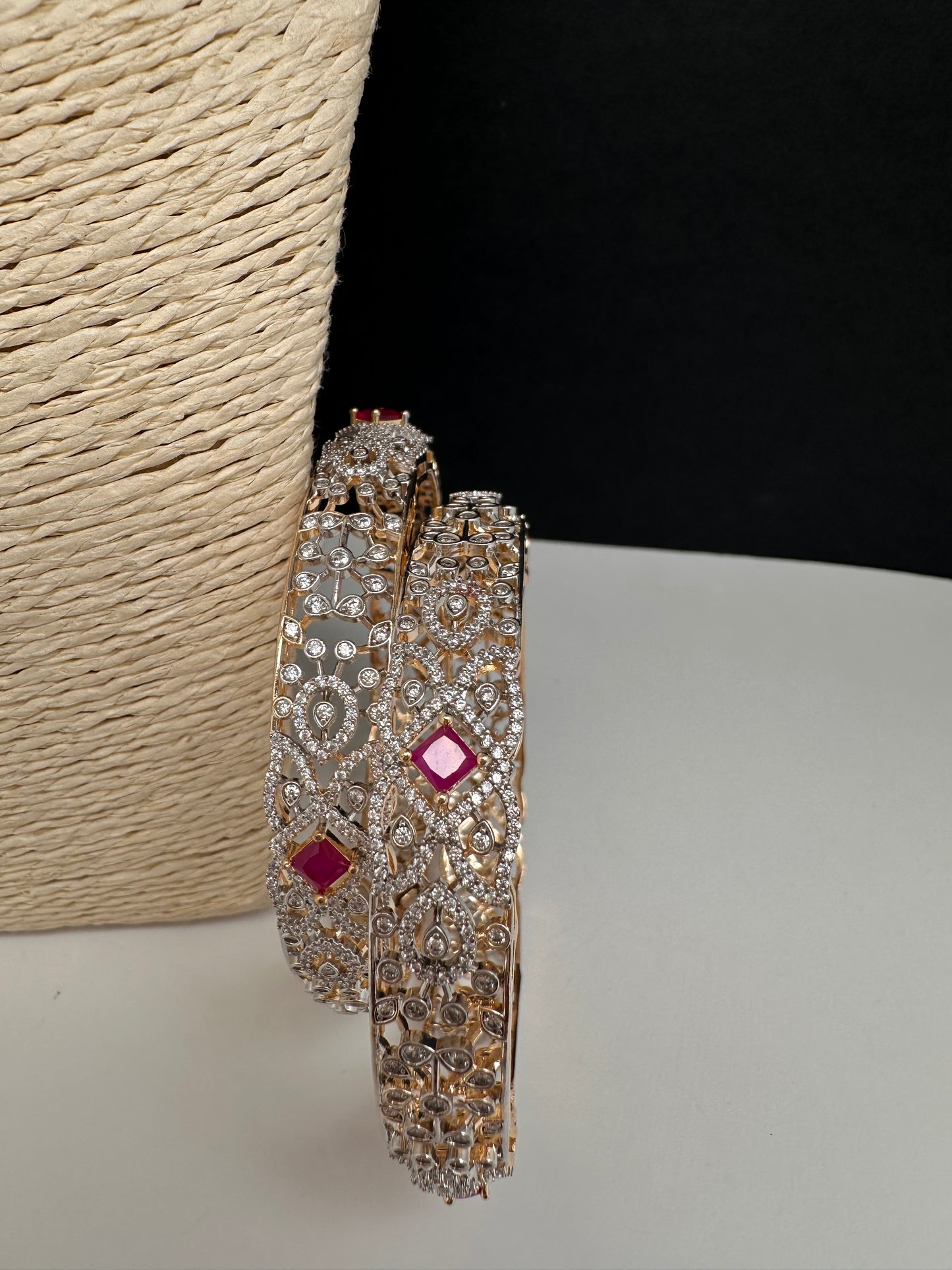 AD Ruby Diamond Bangles - 2.8