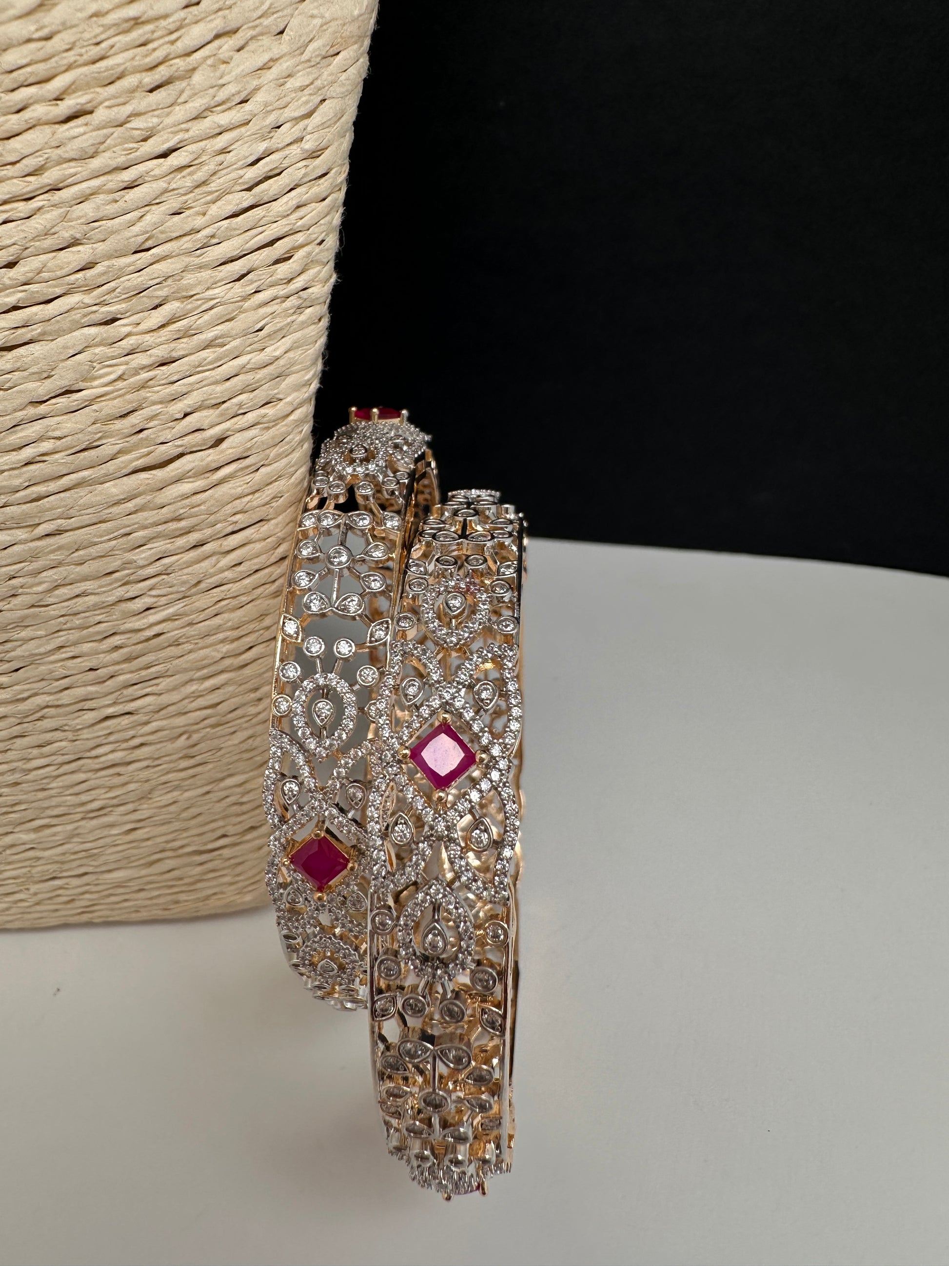 AD Ruby Diamond Bangles - 2.8