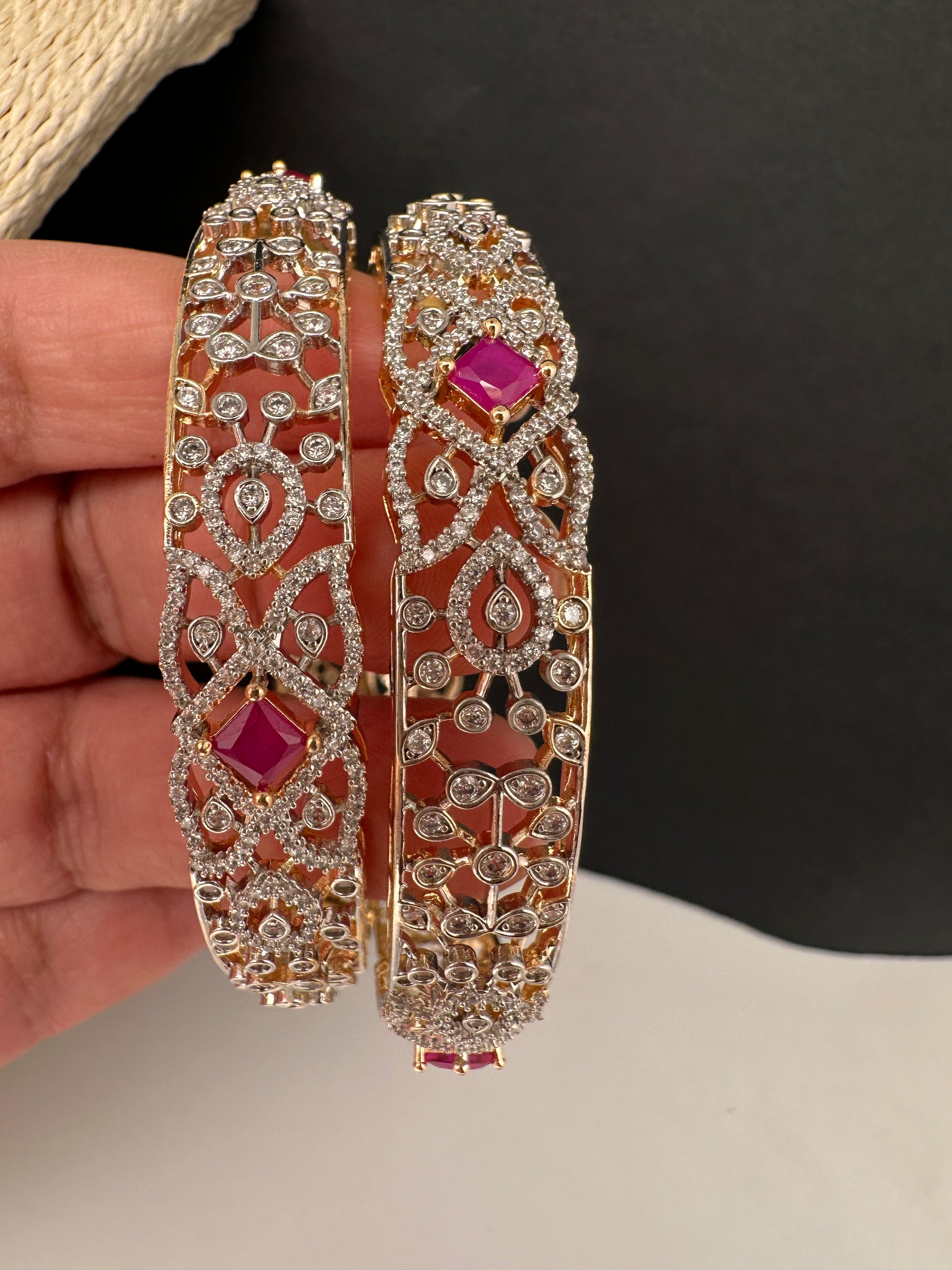 AD Ruby Diamond Bangles - 2.8