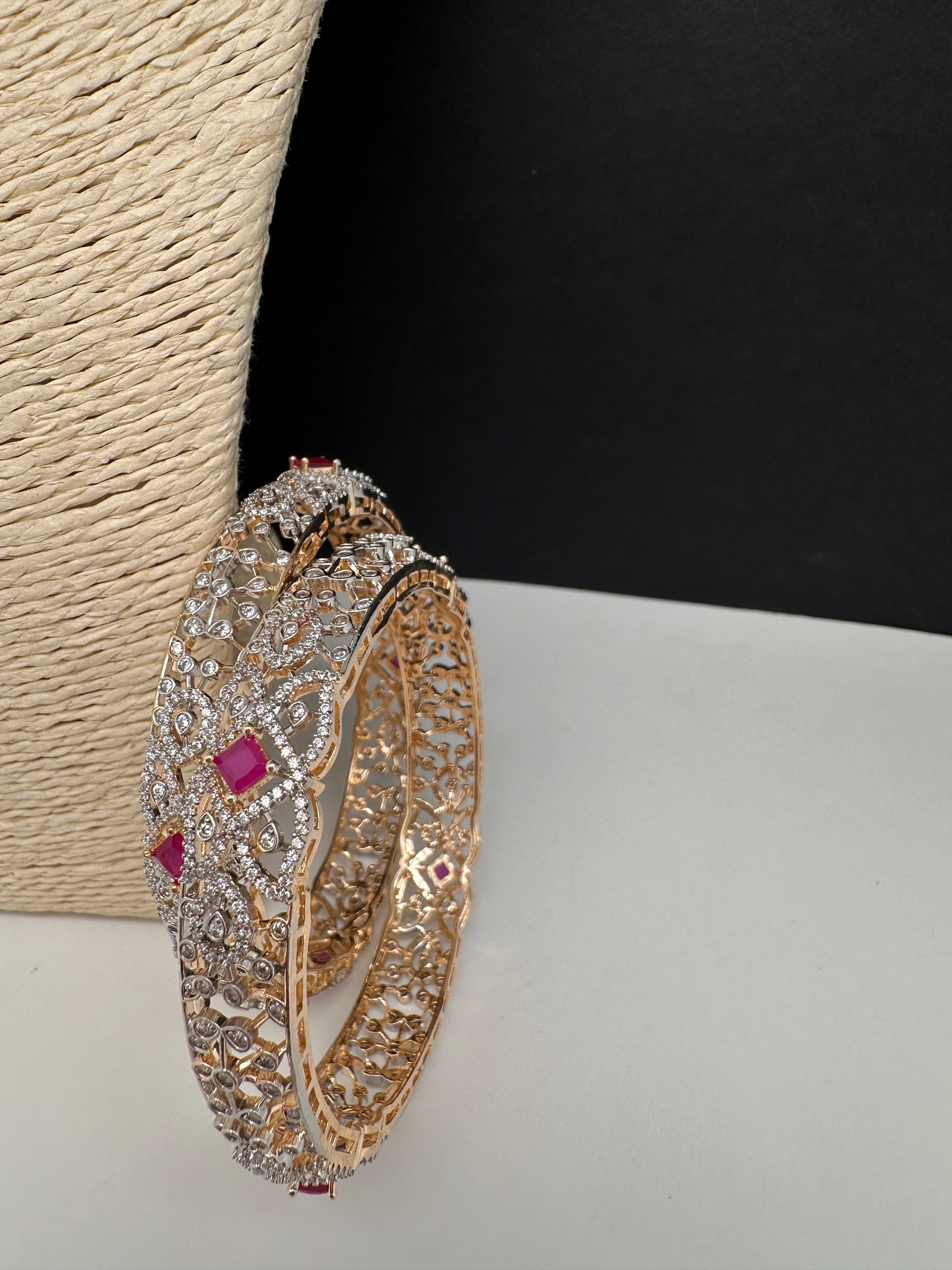 AD Ruby Diamond Bangles - 2.8