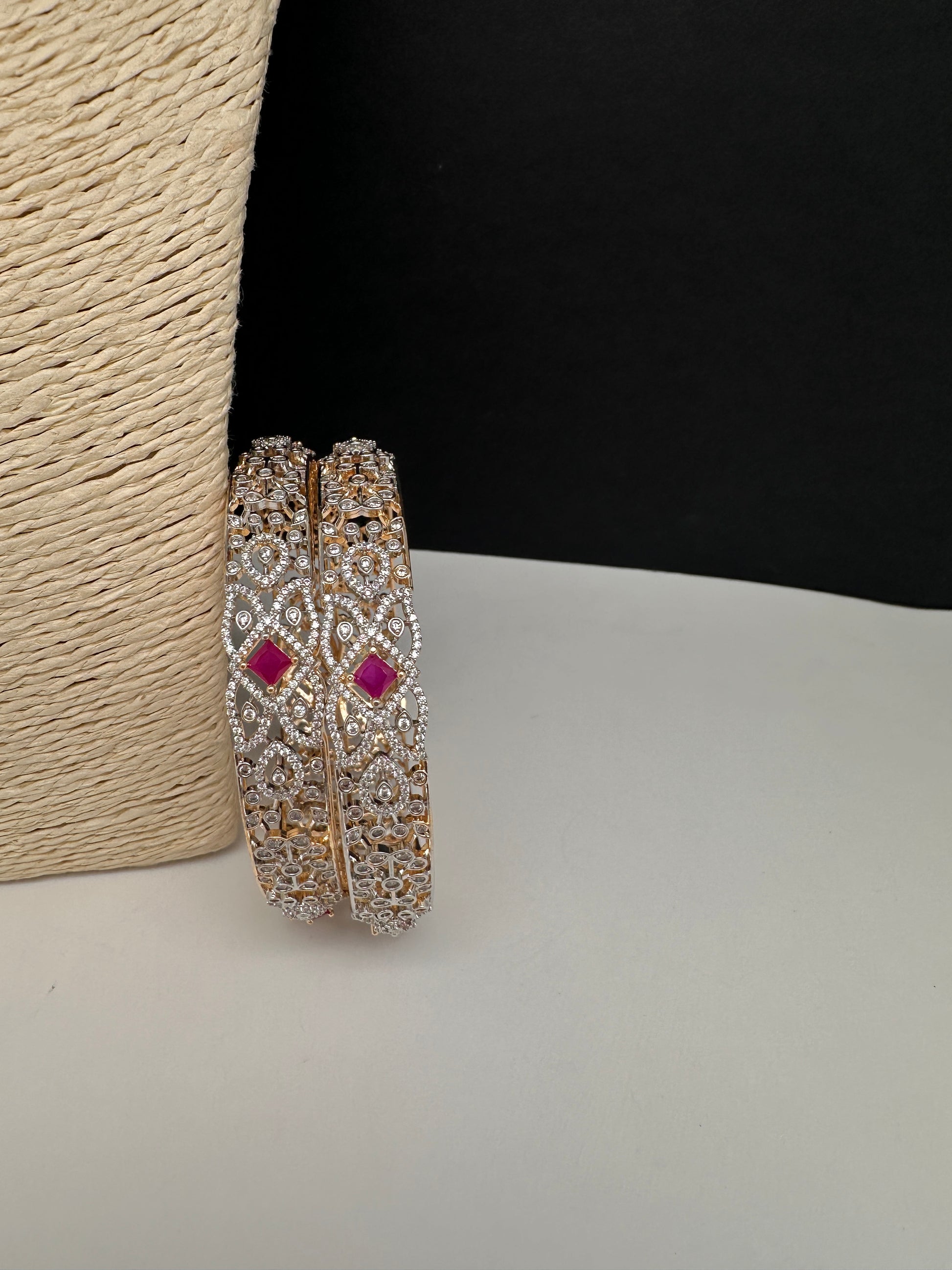 AD Ruby Diamond Bangles - 2.8