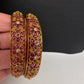 Red Kempu Floral Bangles - 2.8