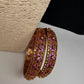 Red Kempu Floral Bangles - 2.8