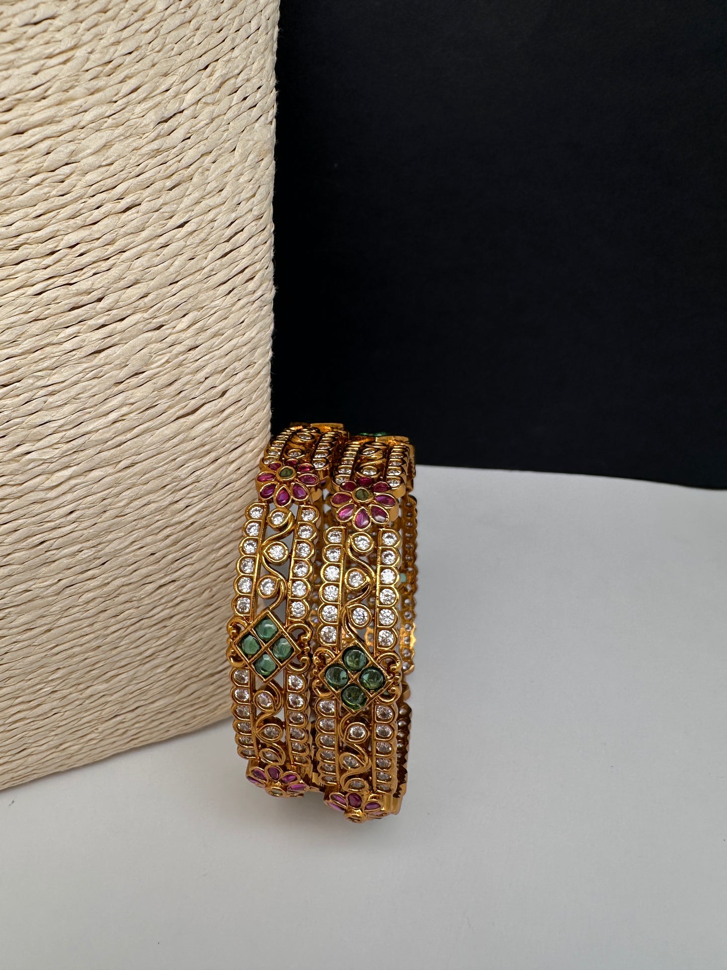 Kempu Floral Multi Color Bangles - 2.8