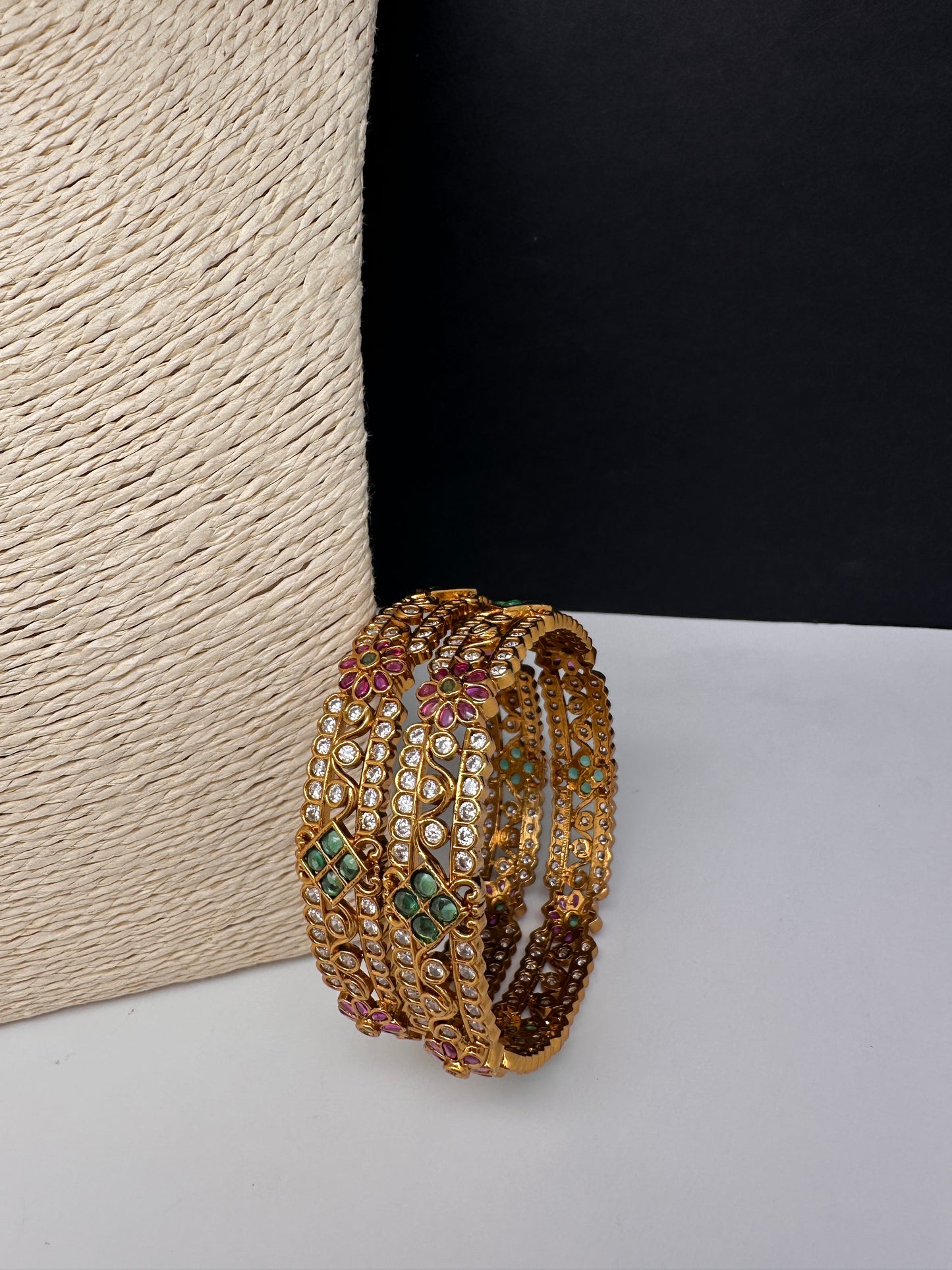 Kempu Floral Multi Color Bangles - 2.8
