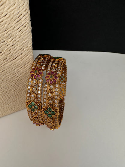 Kempu Floral Multi Color Bangles - 2.8