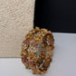 Kempu Floral Peacock Matte Bangles - 2.8