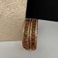Kempu Red Green and CZ Stone Matte Bangles - 2.8