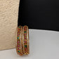 Kempu Red Green and CZ Stone Matte Bangles - 2.8
