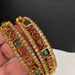 Kempu Red Green and CZ Stone Matte Bangles - 2.8