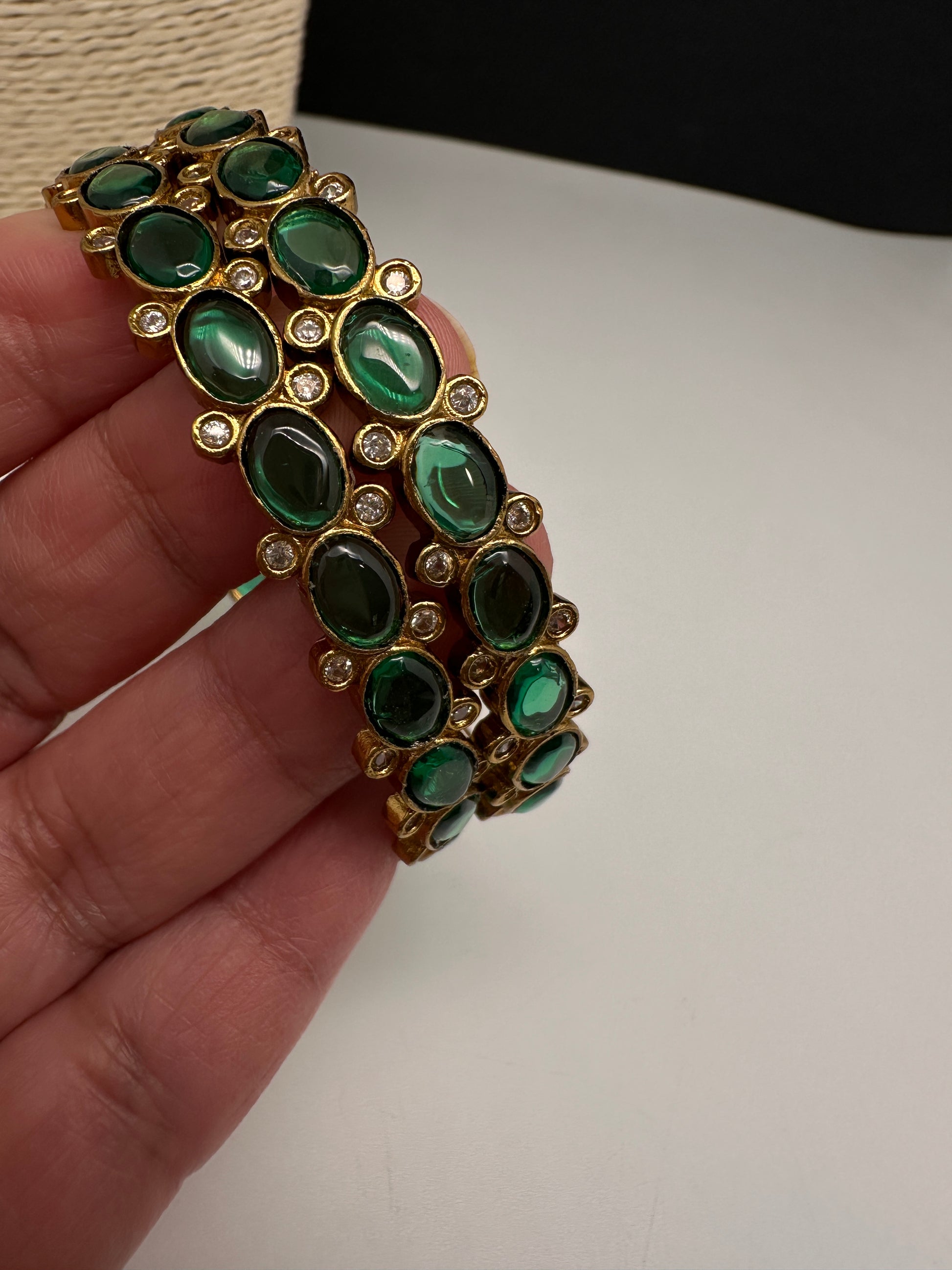 Green Kemp Matte Bangles - 2.8