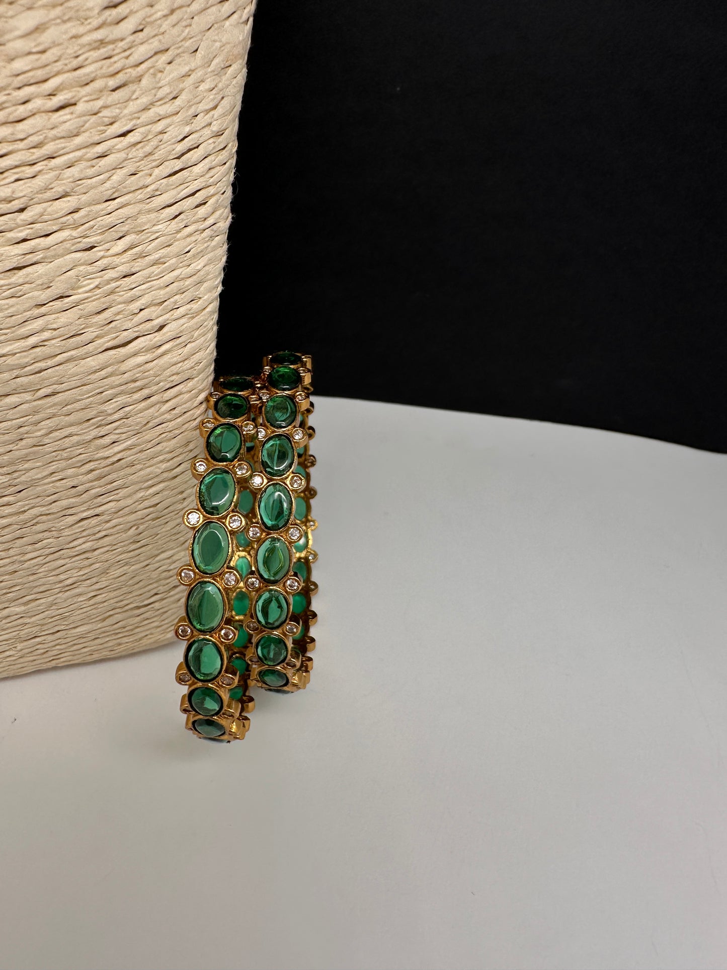 Green Kemp Matte Bangles - 2.8