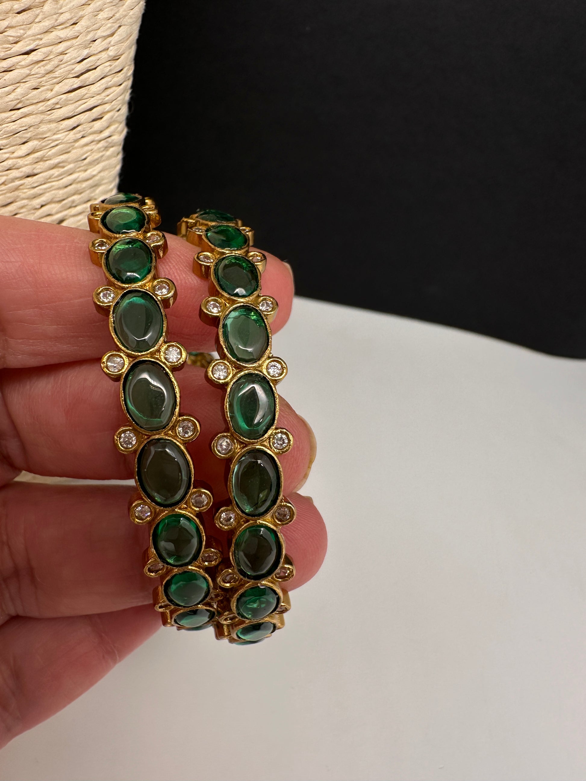 Green Kemp Matte Bangles - 2.8