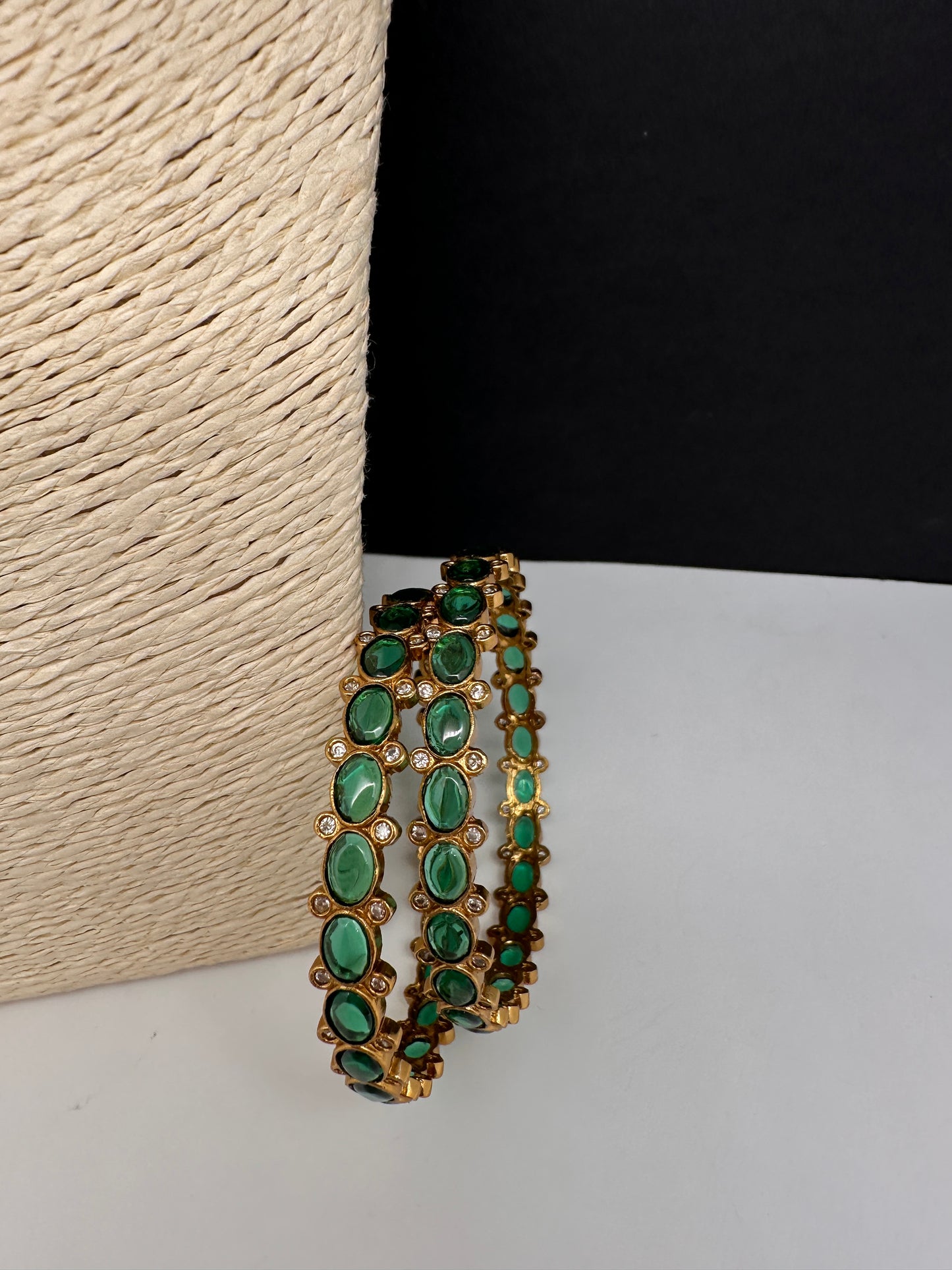 Green Kemp Matte Bangles - 2.8