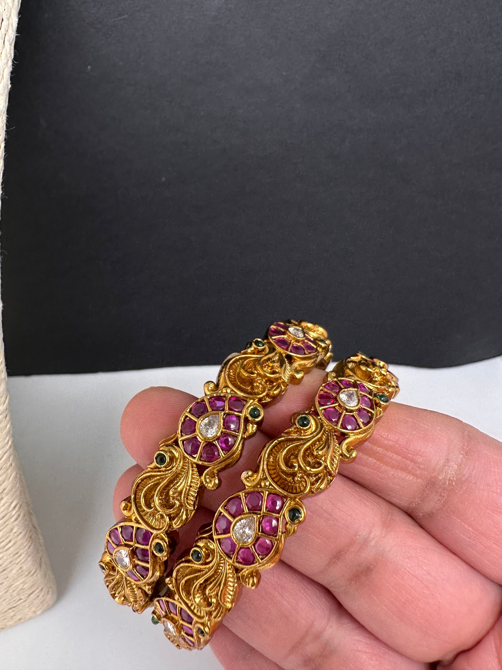 Kempu Mango Matte Bangles - 2.8