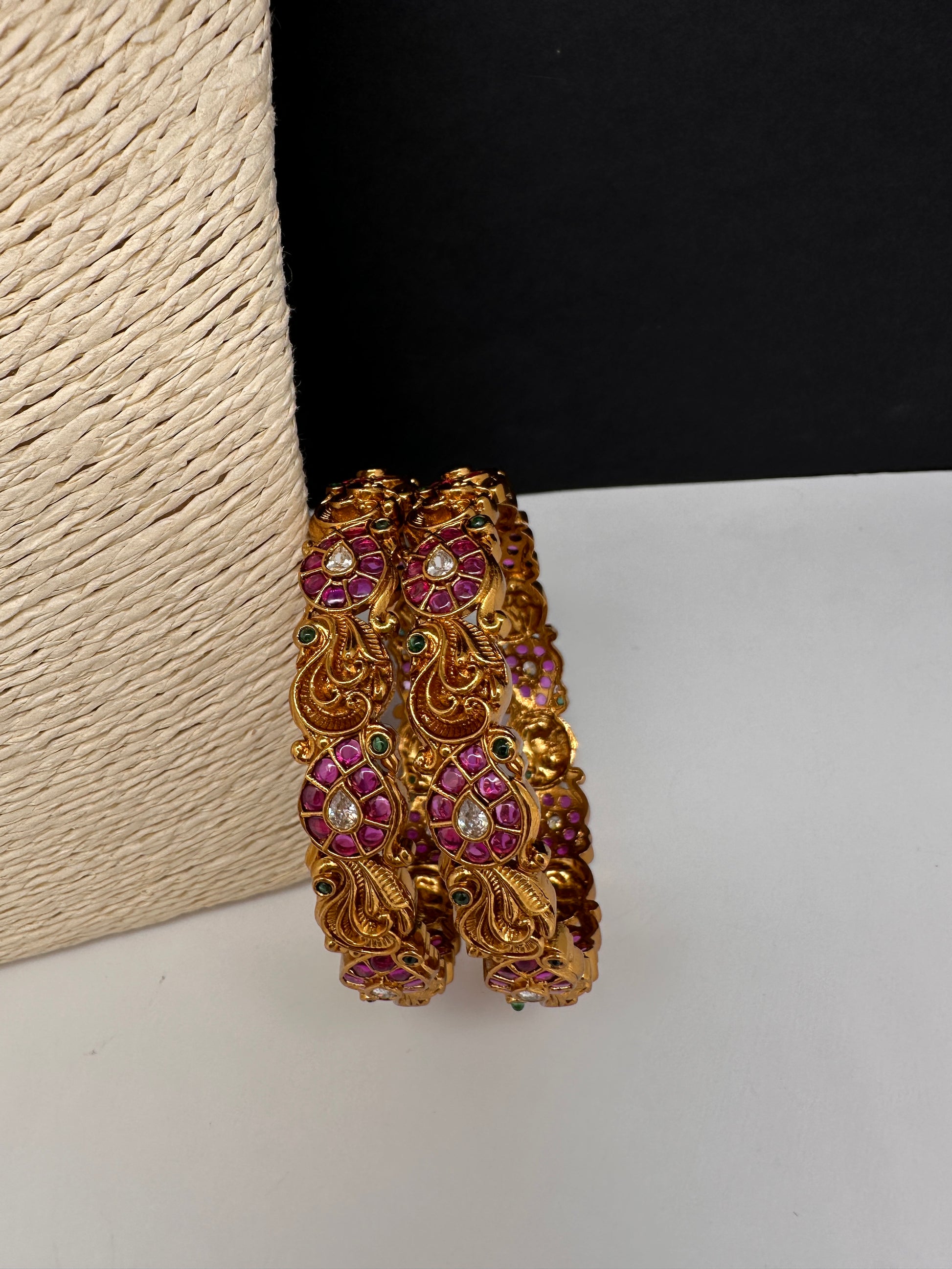 Kempu Mango Matte Bangles - 2.8