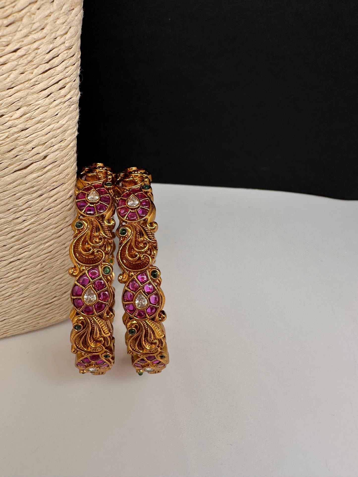 Kempu Mango Matte Bangles - 2.8