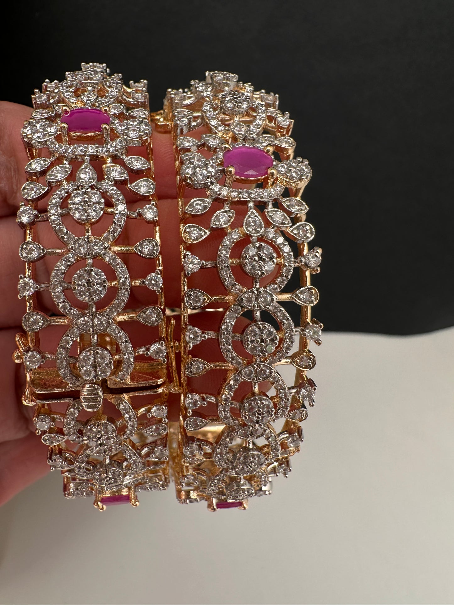 AD Ruby Diamond Openable Bangles - 2.8