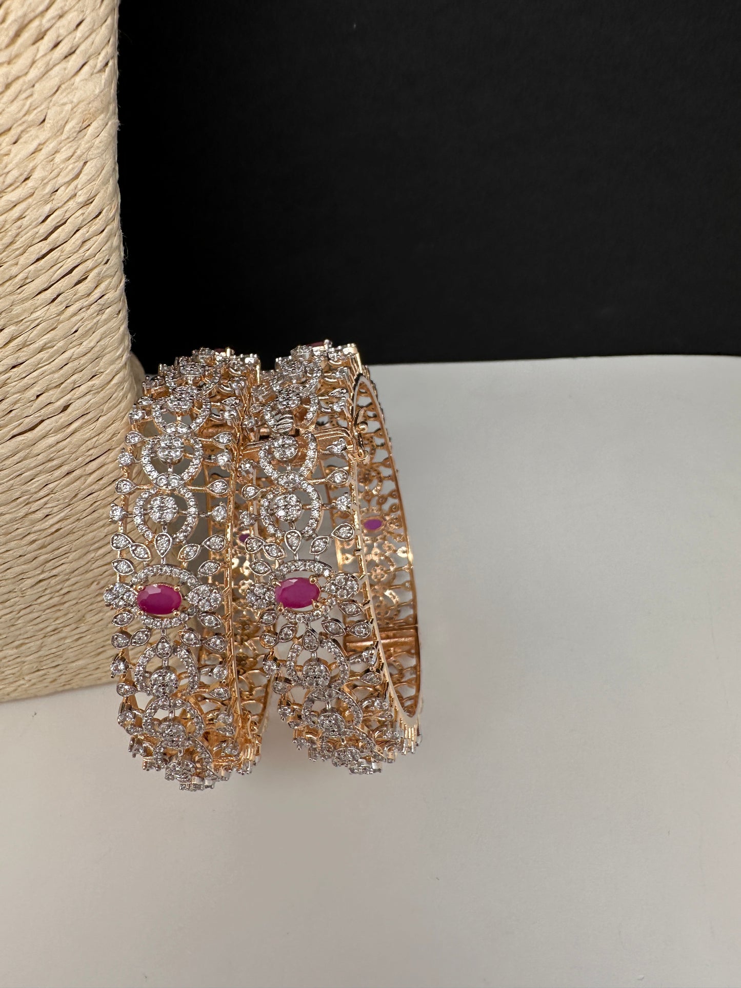 AD Ruby Diamond Openable Bangles - 2.8