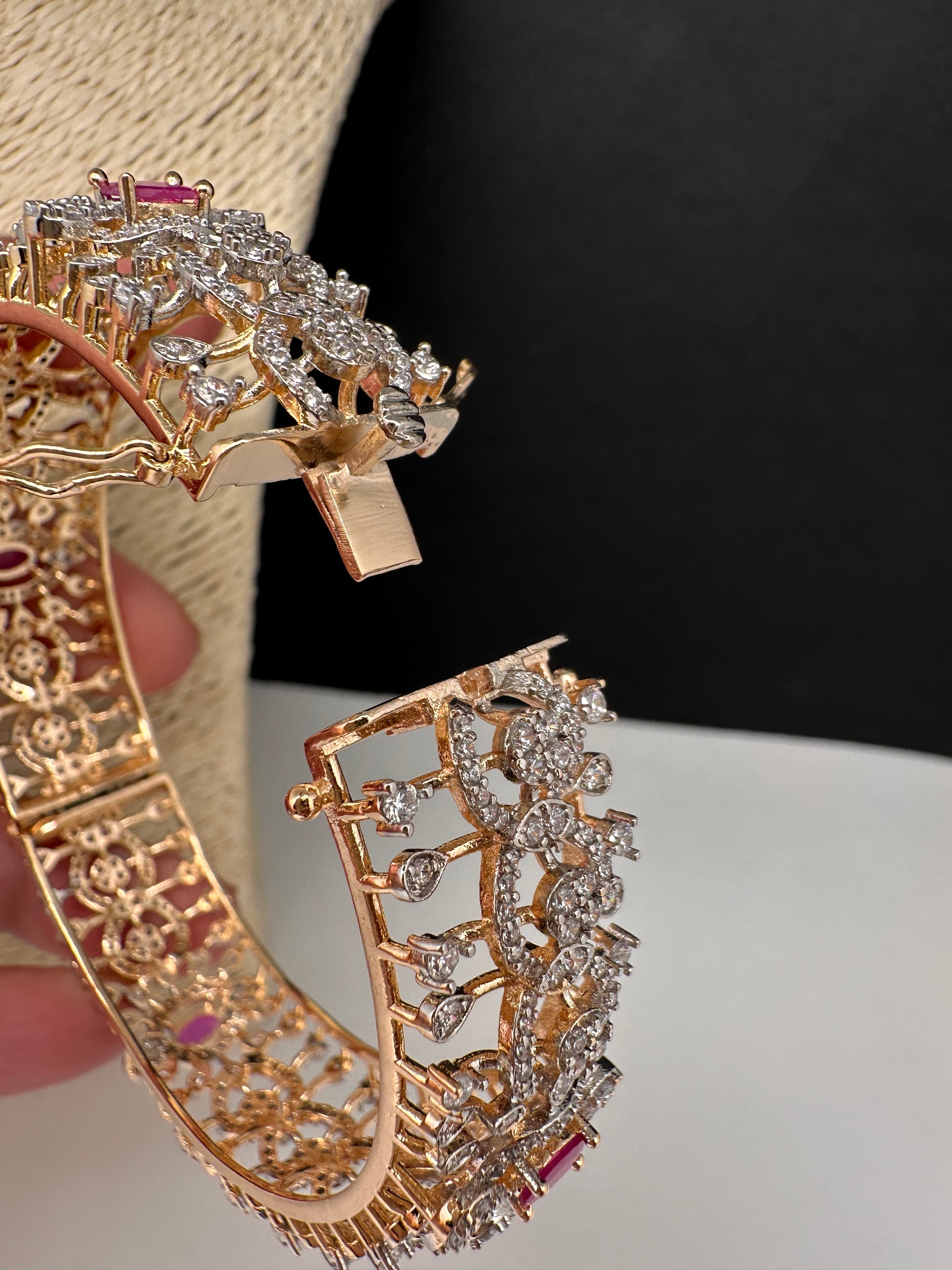 AD Ruby Diamond Openable Bangles - 2.8