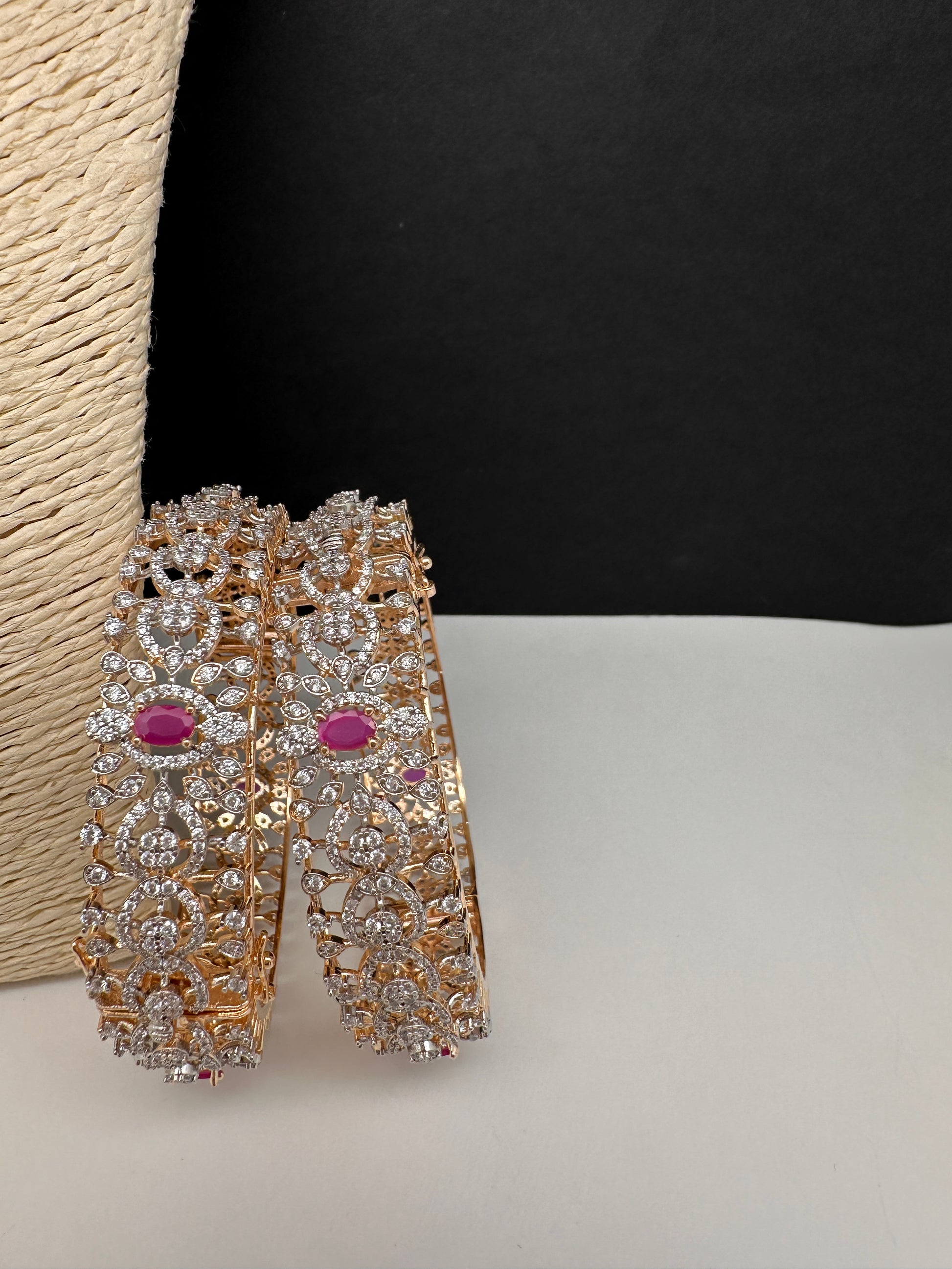AD Ruby Diamond Openable Bangles - 2.8