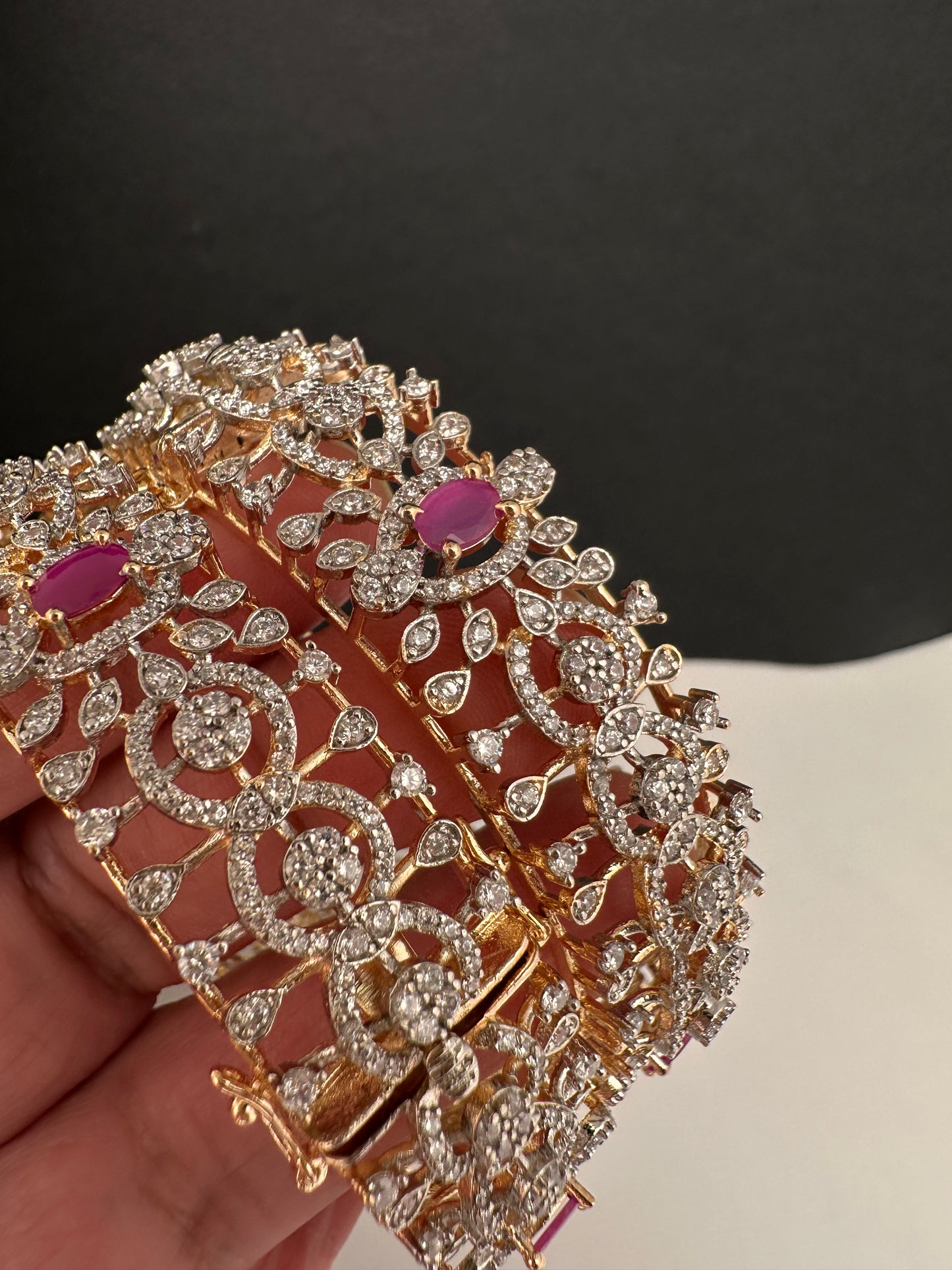 AD Ruby Diamond Openable Bangles - 2.8