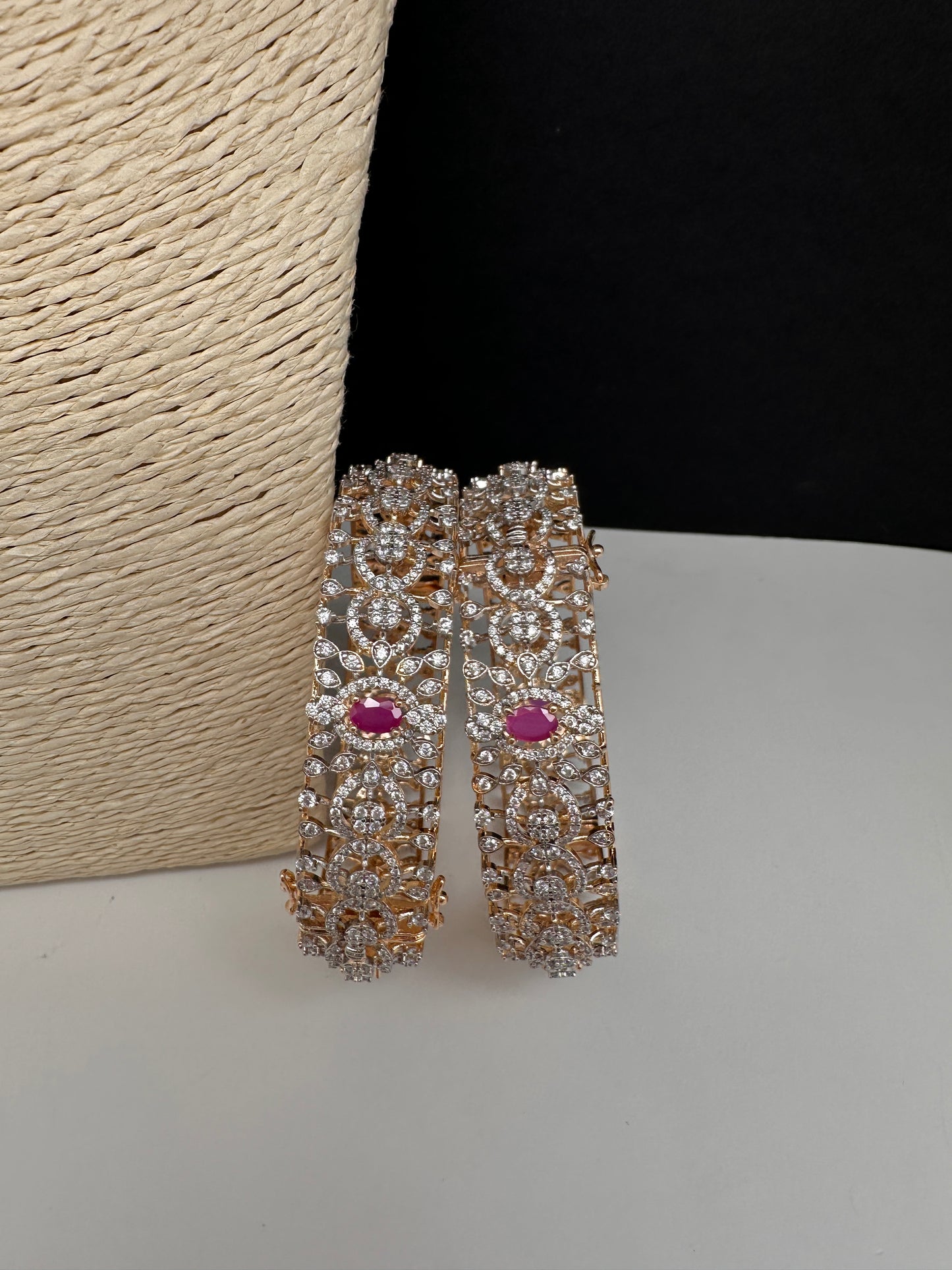 AD Ruby Diamond Openable Bangles - 2.8