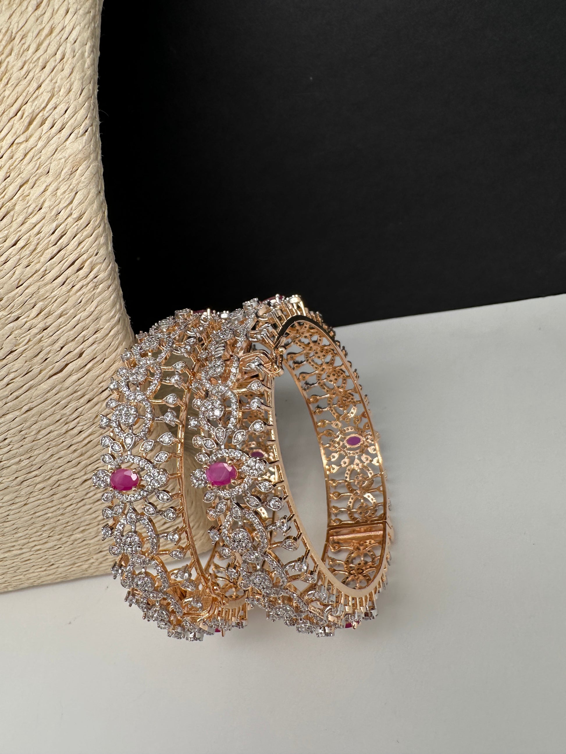 AD Ruby Diamond Openable Bangles - 2.8