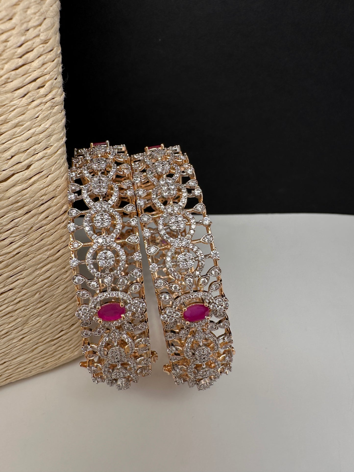 AD Ruby Diamond Openable Bangles - 2.8