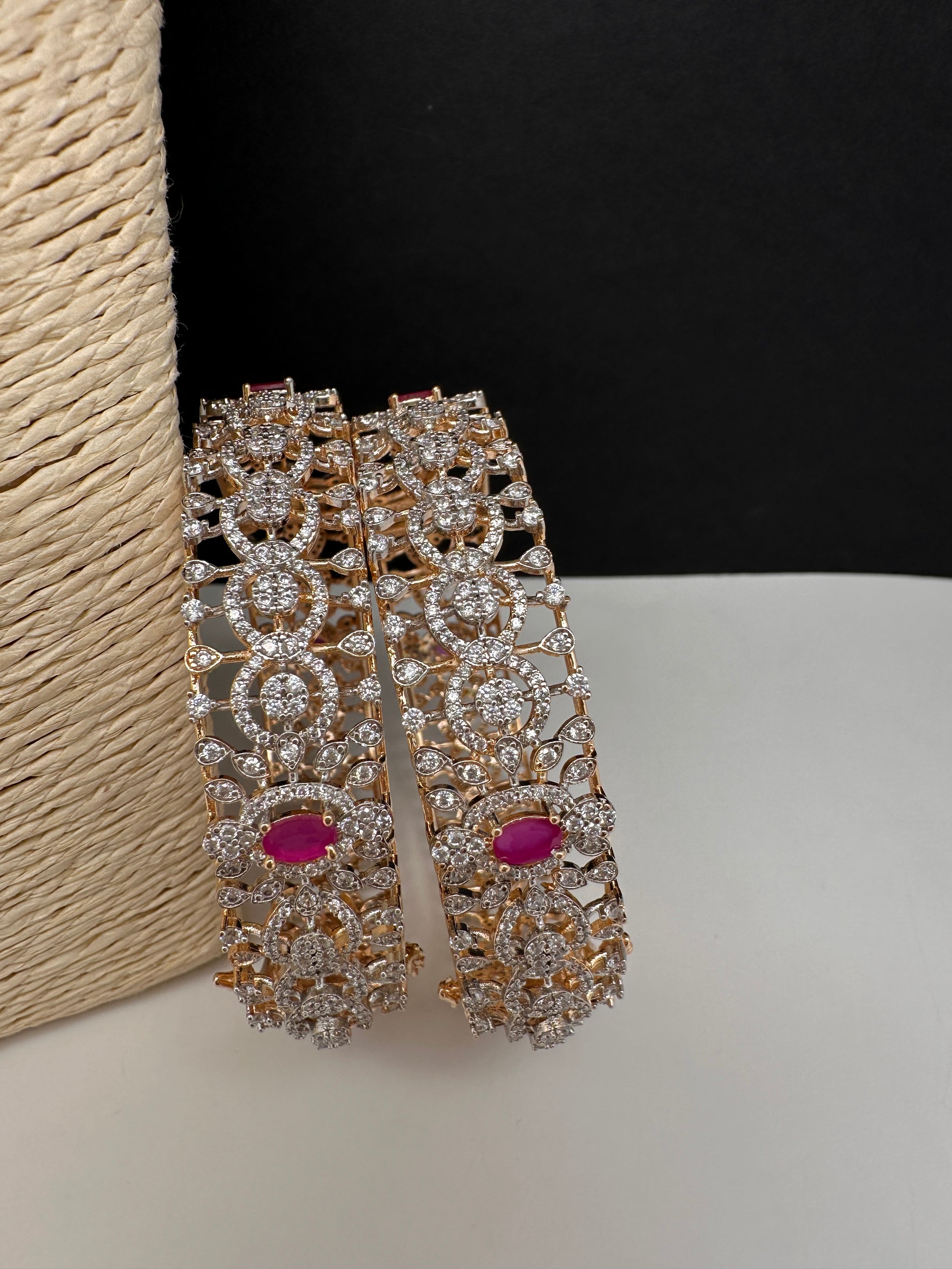 AD Ruby Diamond Openable Bangles - 2.8