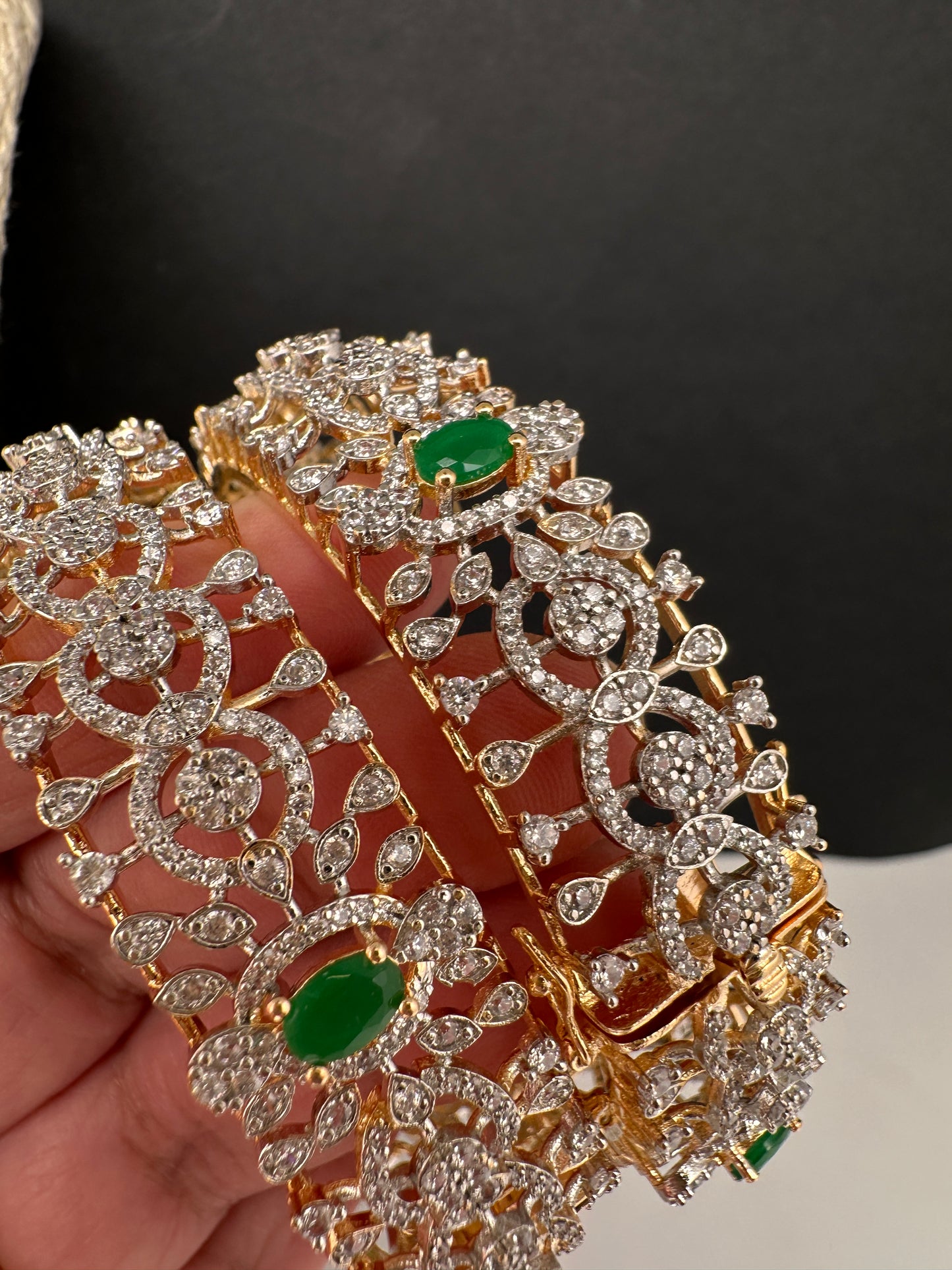 AD Emerald Diamond Openable Bangles - 2.8