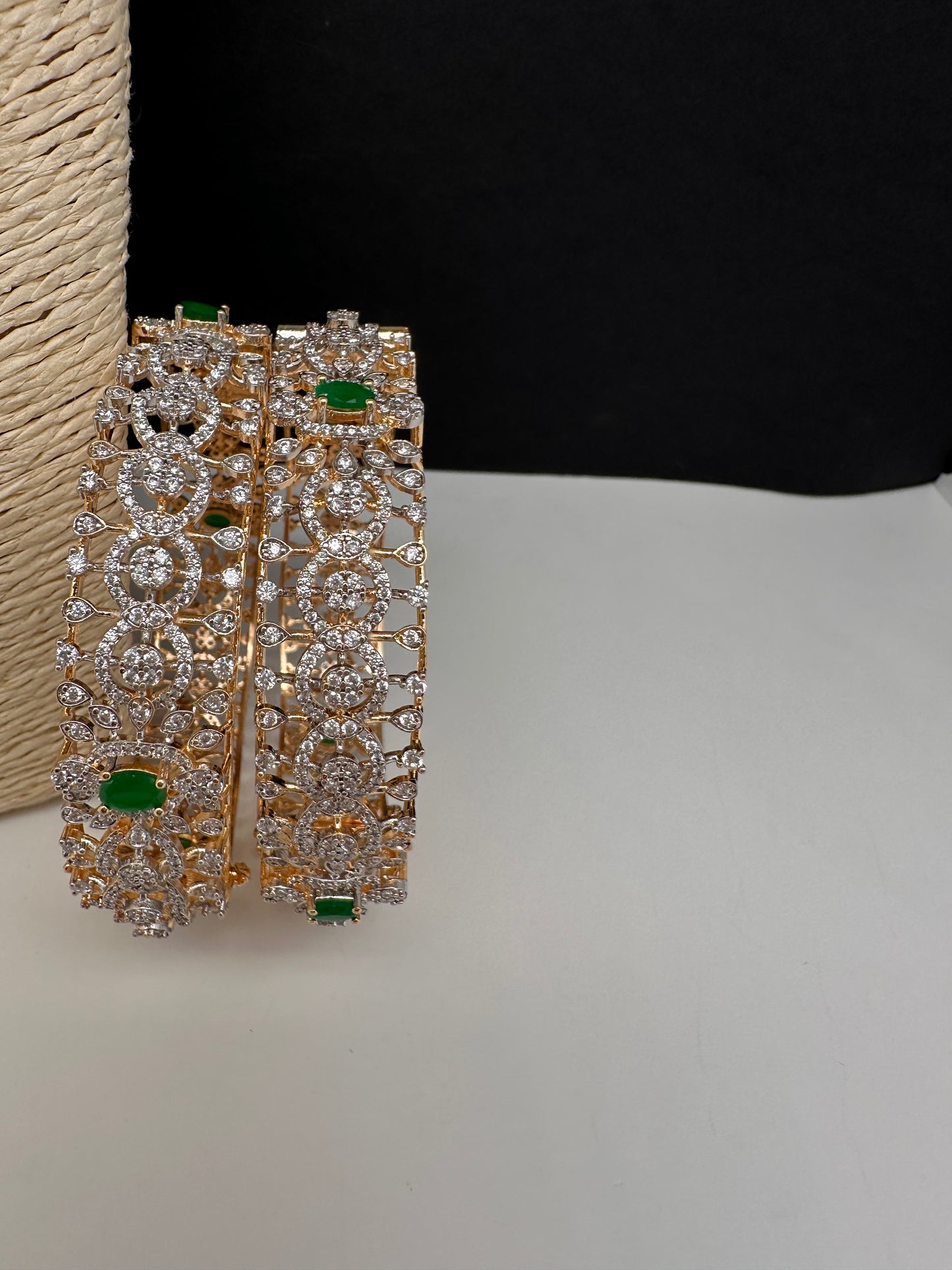 AD Emerald Diamond Openable Bangles - 2.8