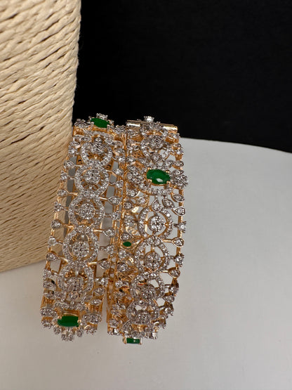 AD Emerald Diamond Openable Bangles - 2.8