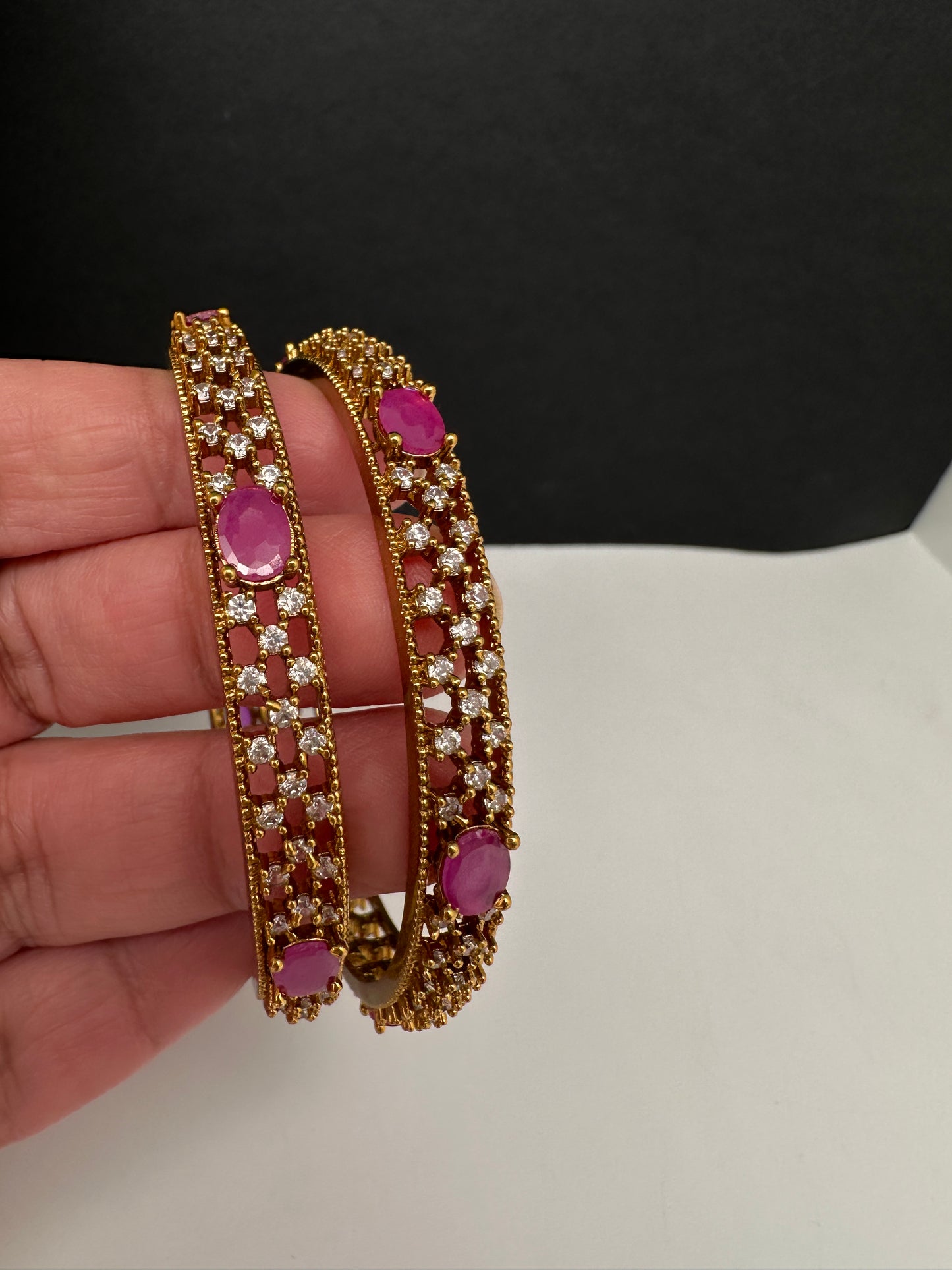 Matte CZ Red Bangles - 2.8