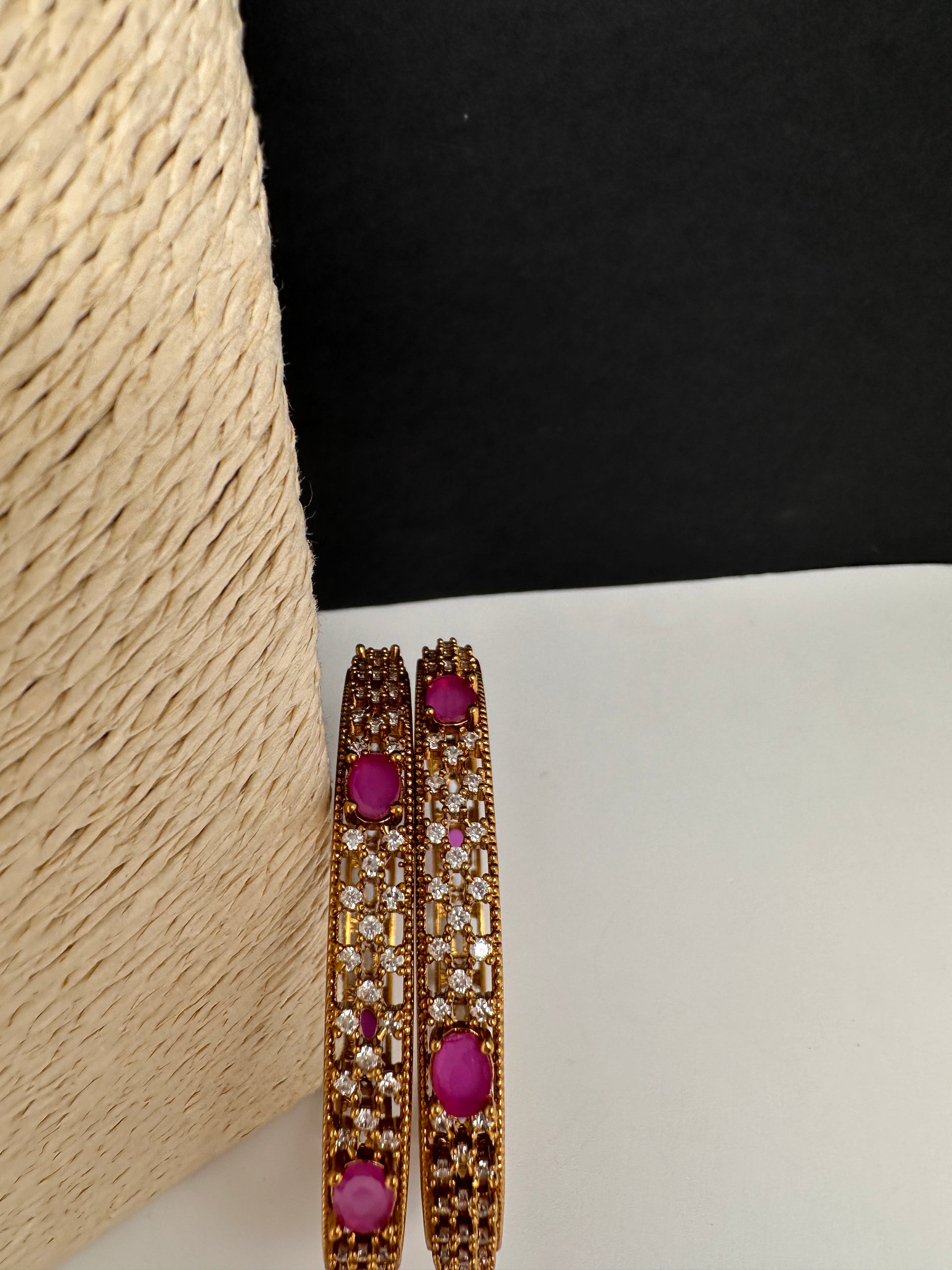 Matte CZ Red Bangles - 2.8