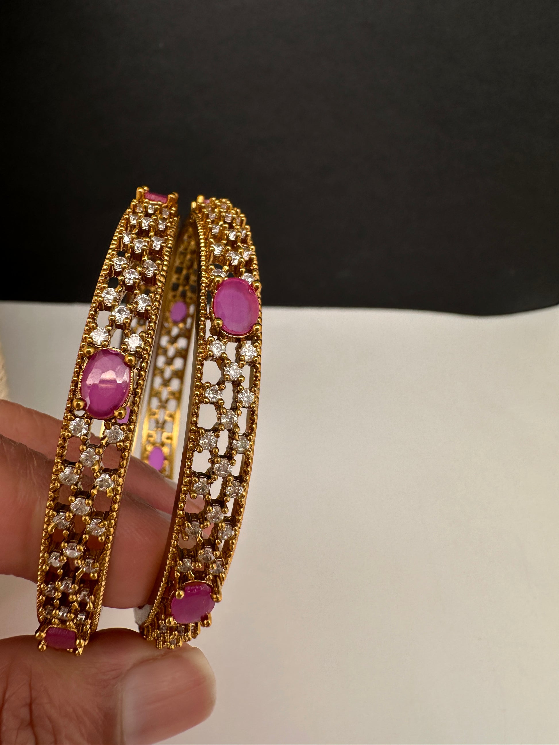Matte CZ Red Bangles - 2.8