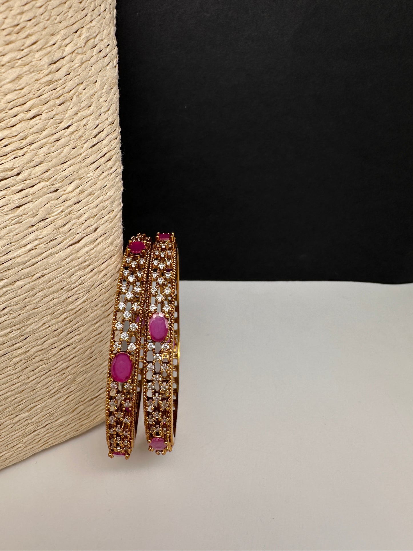 Matte CZ Red Bangles - 2.8