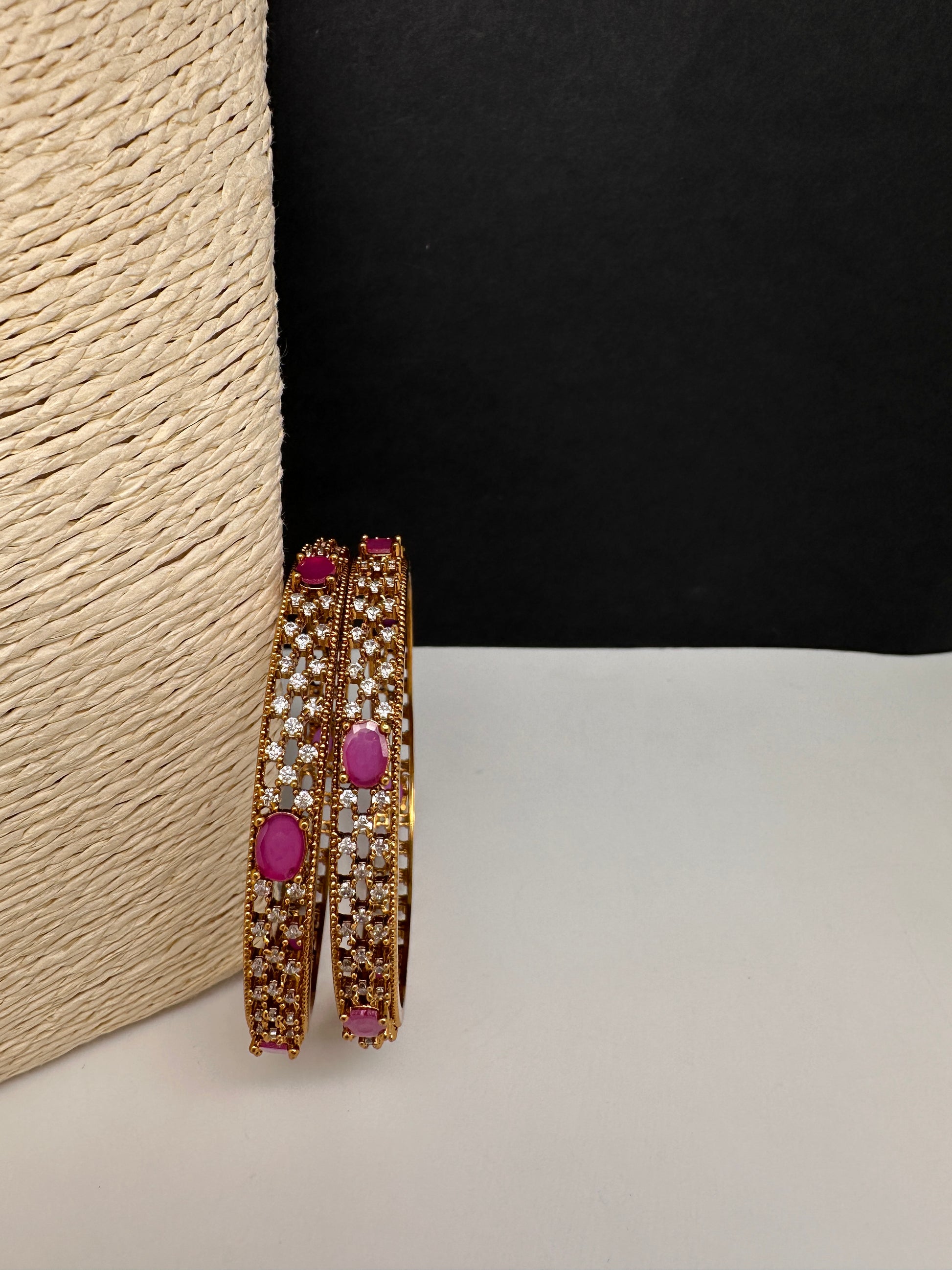 Matte CZ Red Bangles - 2.8