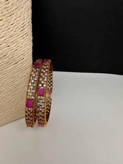 Matte CZ Red Bangles - 2.8