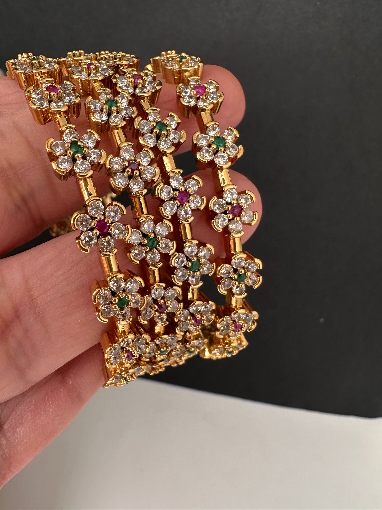 Matte Floral Set of 4 Bangles - 2.8