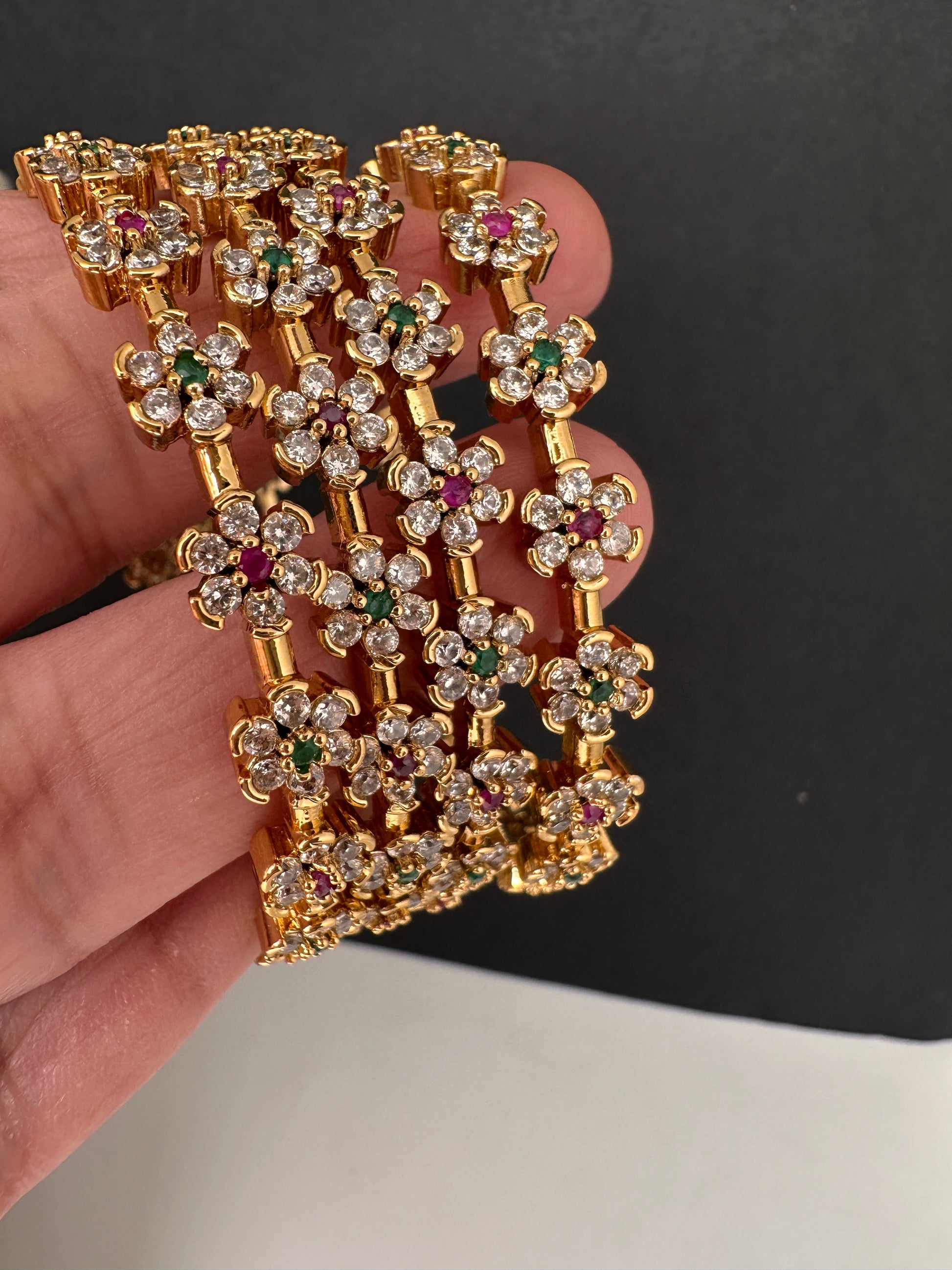 Matte Floral Set of 4 Bangles - 2.8