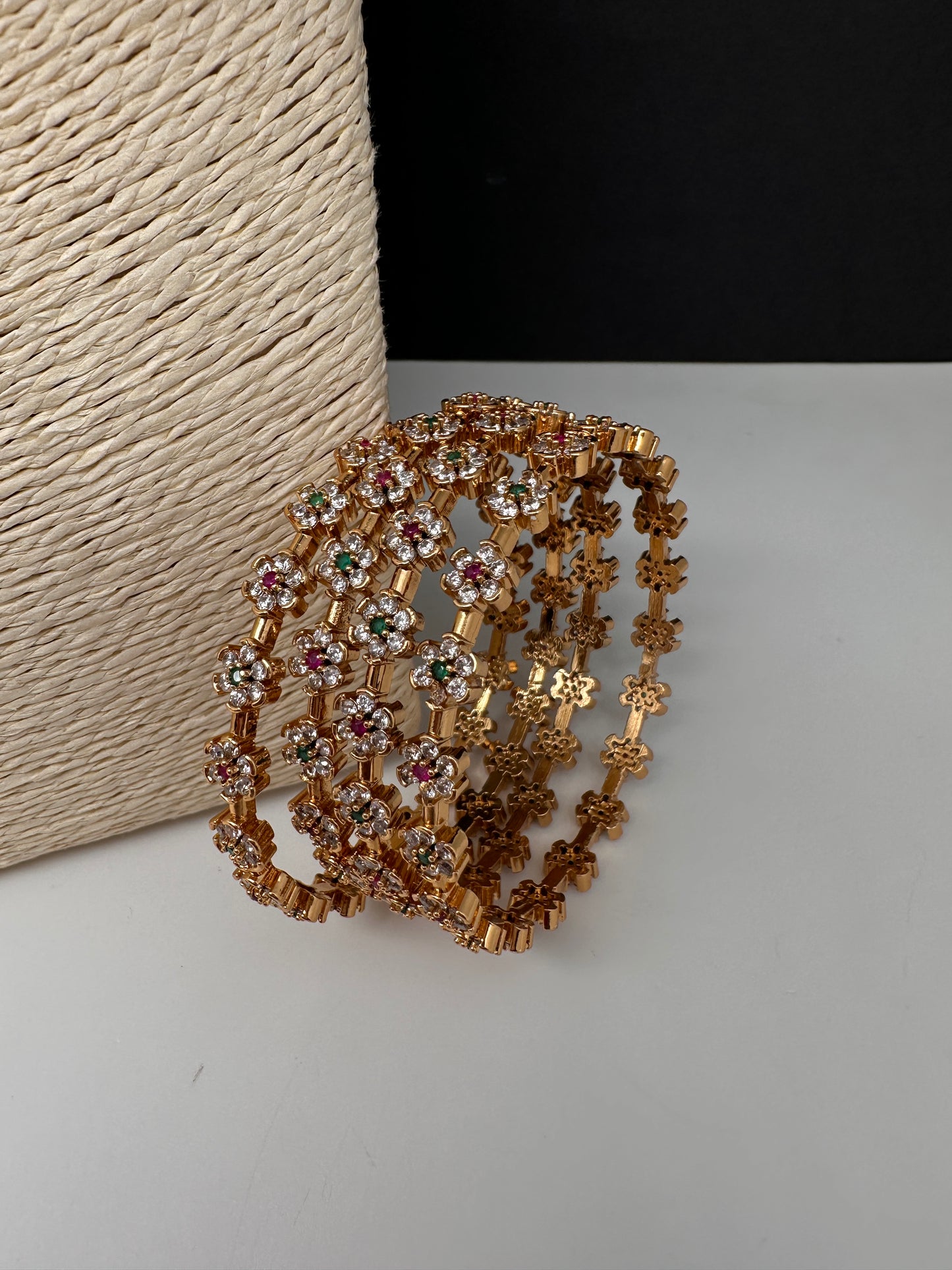 Matte Floral Set of 4 Bangles - 2.8