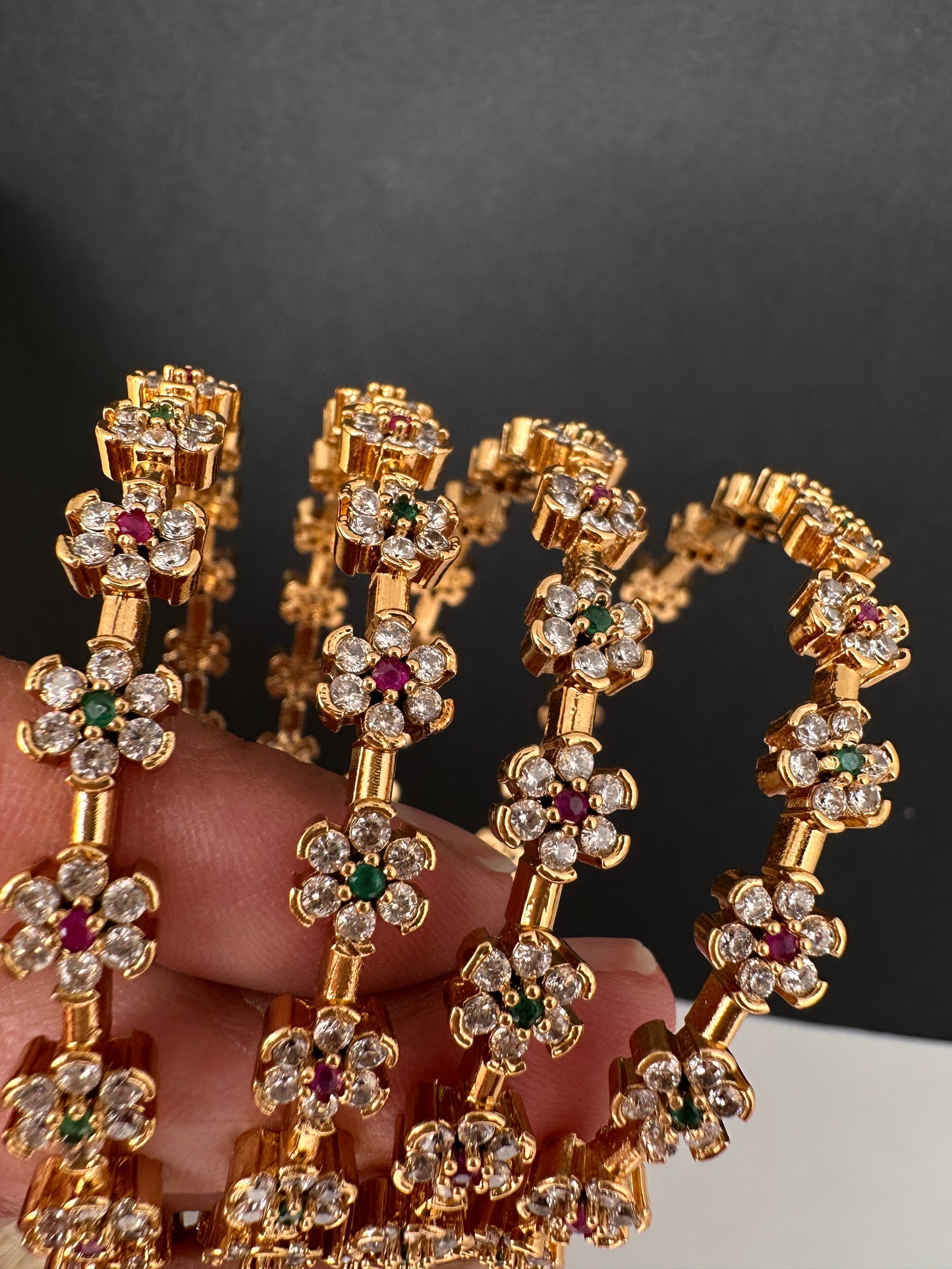 Matte Floral Set of 4 Bangles - 2.8
