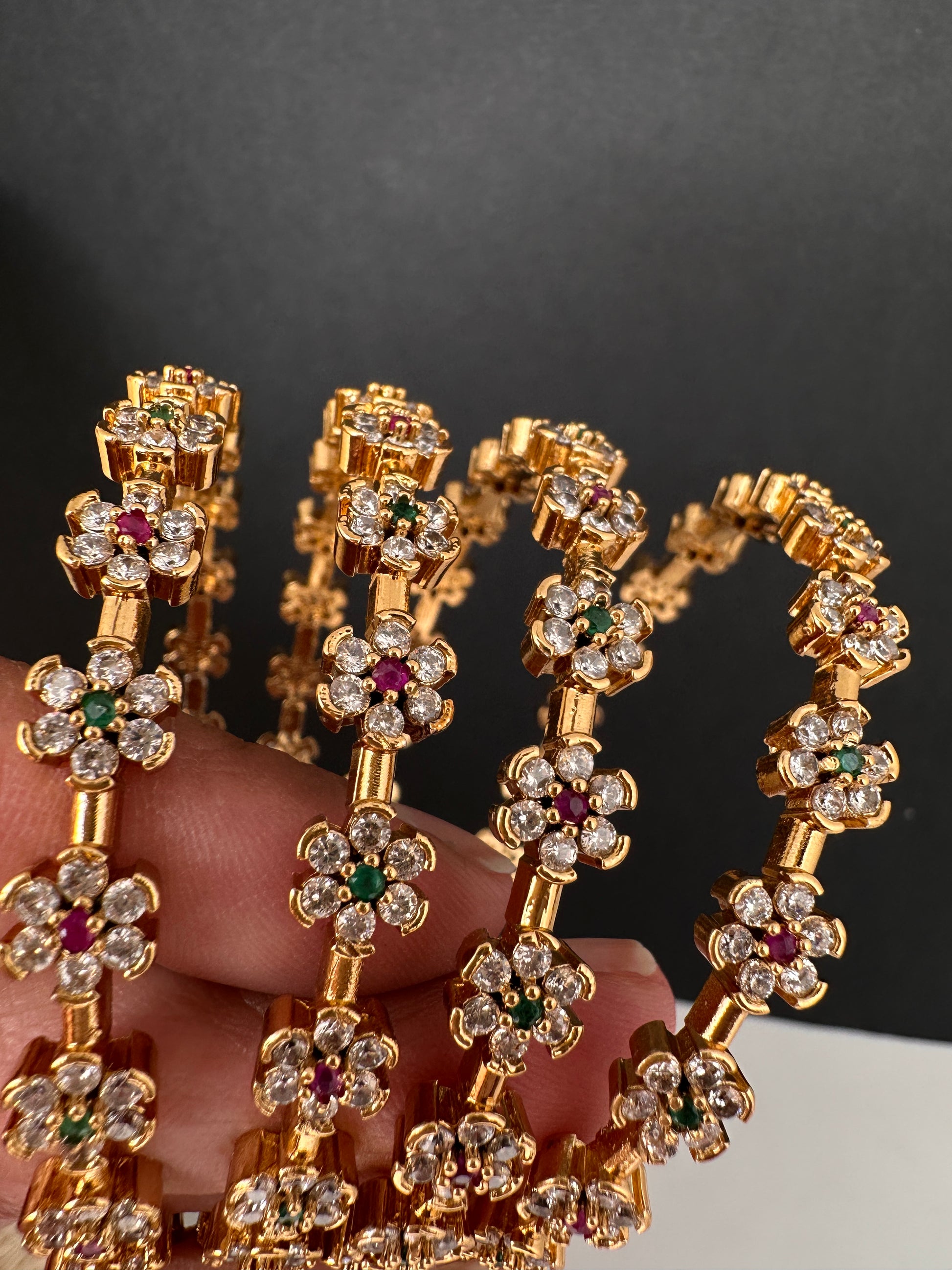 Matte Floral Set of 4 Bangles - 2.8